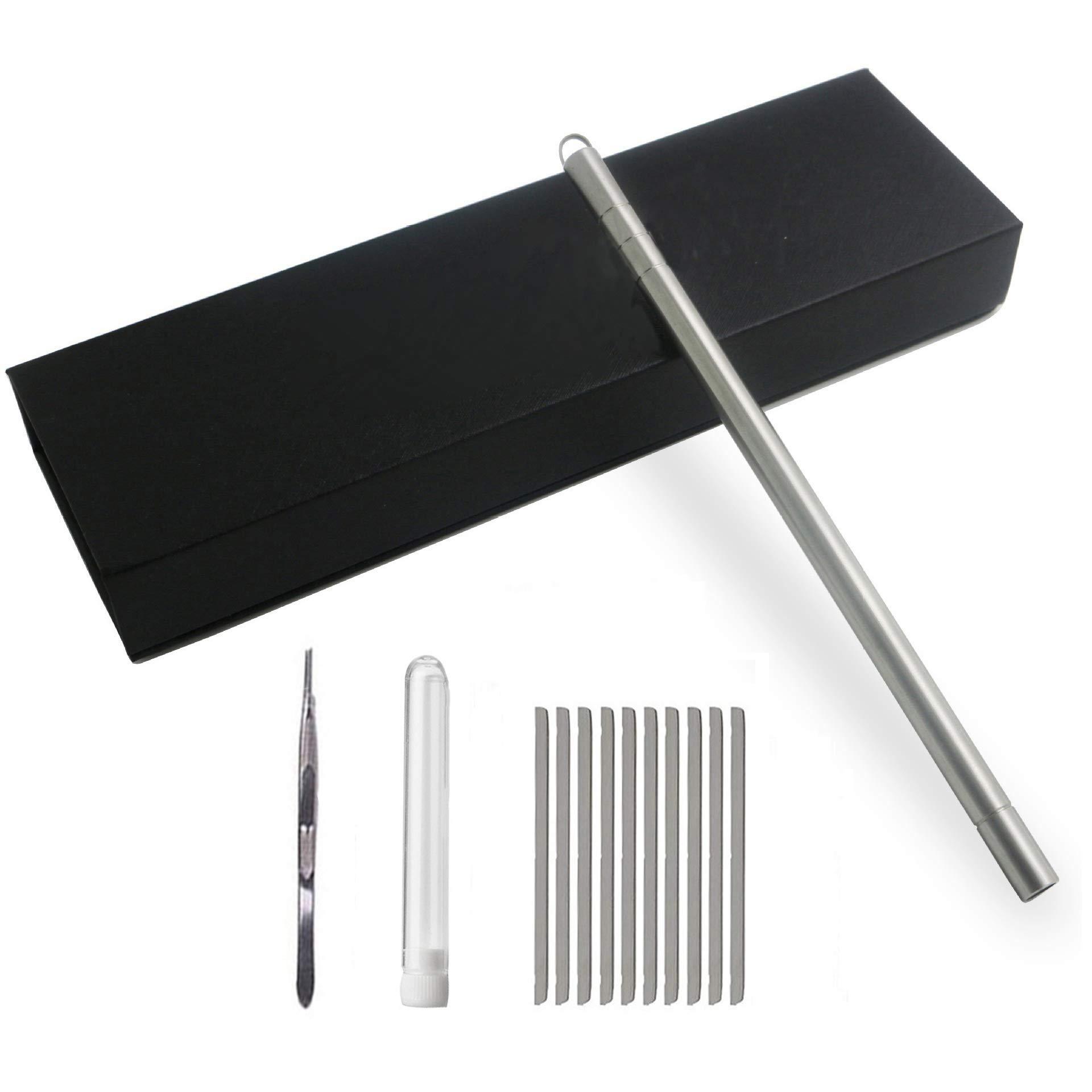 Beikalone Beikalone Hair Tattoo Razor Pen, Stainless Steel Hairstyle Design Trimmer, with Tweezers and 10 Pieces Blades, for Eyebrow Mustache Hair Styling Art