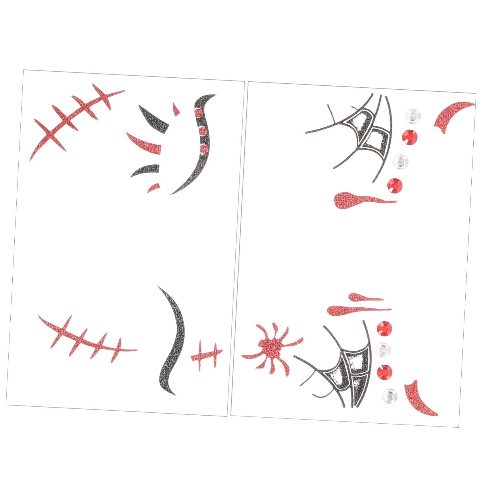 MERRYHAPY MERRYHAPY 2 Sheets Halloween Temporary Tattoo Stickers Makeup Face Tattoos Skin-Friendly Rhinestone Design for Party Favors