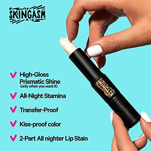 SKINGASM SKINGASM All Nighter Lip Stain & Lip Transformer- A Cruelty-Free Dual-Sided Matte Lipstick and Lip Gloss - Long Lasting Lipstick & Prismatic Shine - Kiss-Proof Color (Flirt It UP (Pink))