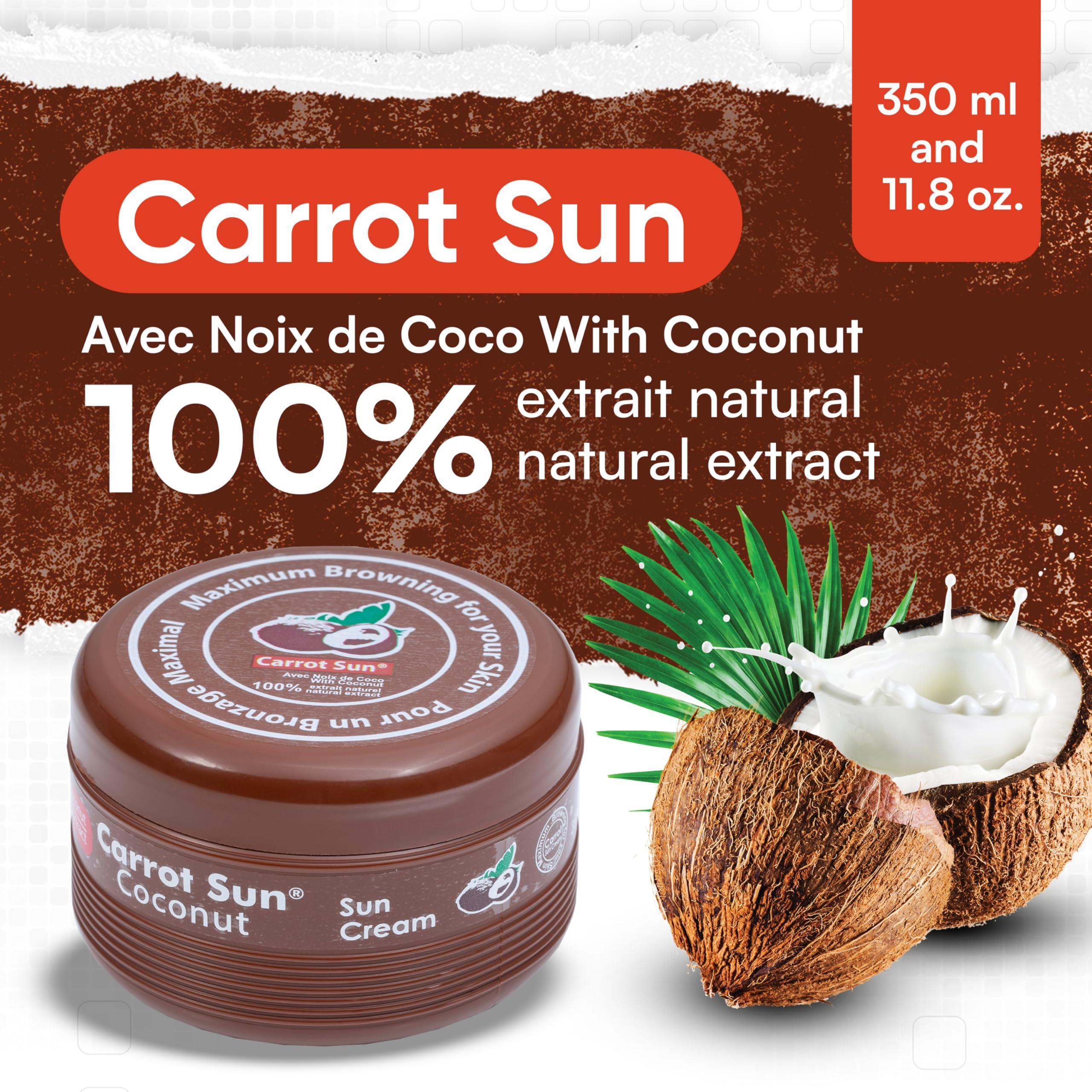Carrot Sun Carrot Sun Tanning Accelerator 350ml Coconut Tanning Gel Natural Extract Sun Cream Dark Tanning Lotion for All Skin Types Tan Lotion with Coconut Oil for Even Beautiful Skin Coloring SPF0