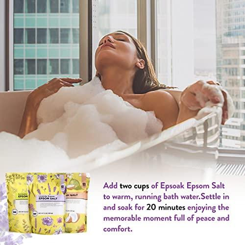 Serenity Sanctuary Epsom Salt for Soaking, 9 lb Scented Bath Salts for Women, Lavender & Eucalyptus & Coconut, Epsom Salt Bulk Bath Spa Set Gifts for Women, Mother\'s Day Gifts, 3lb (Pack of 3)