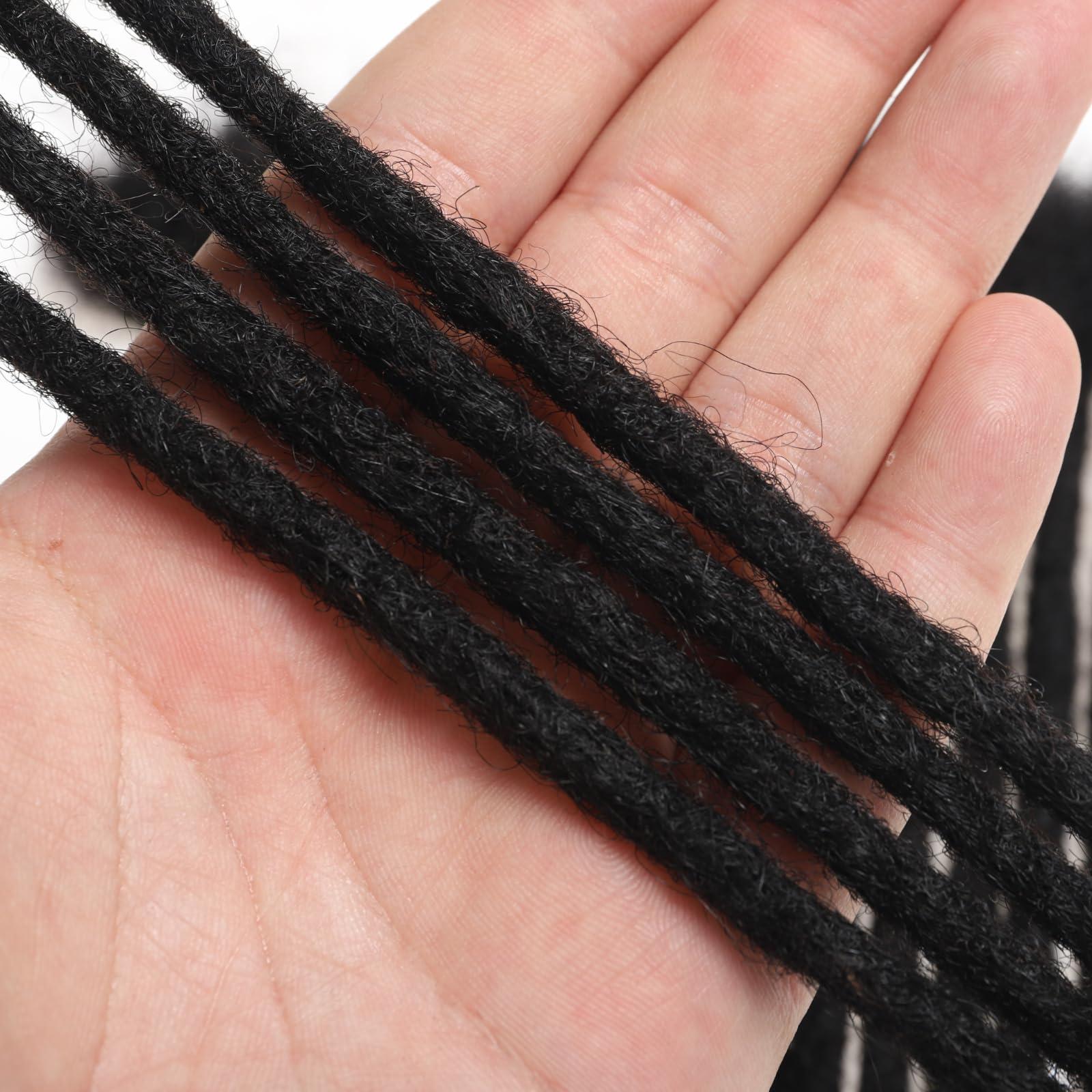 loceast 6 Inch Loc Extensions Human Hair 0.4cm Thickness 10 Strands Loc Extensions 100% human hair Dreadlock Extensions Can Be Dyed Bleached Curled Full Handmade Permanent Dreadlock Extension