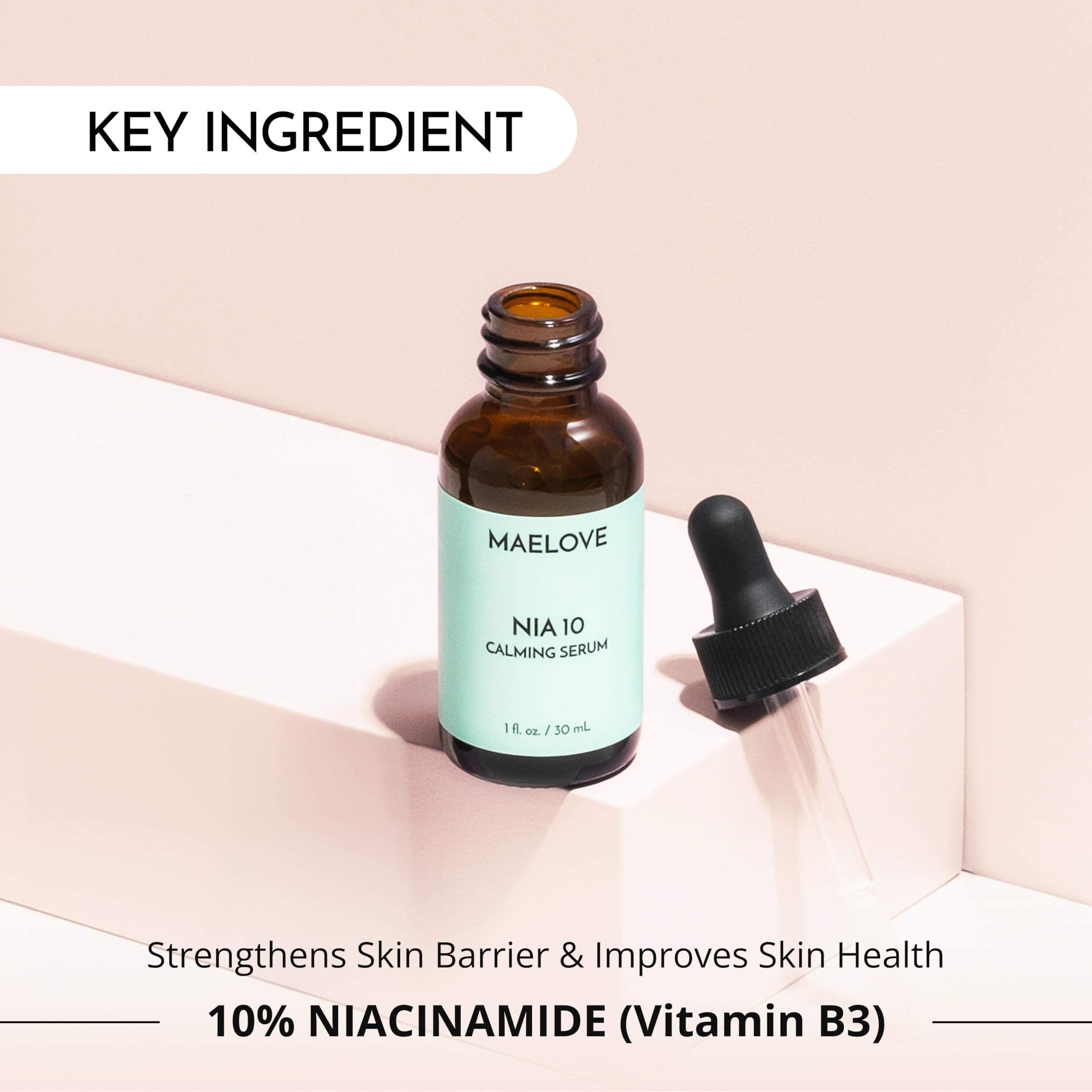 MAELOVE MAELOVE NIA 10 Niacinamide Serum, Calming Face Serum for Strengthening Skin Barrier, Hydration & Pore Refinement, Suitable for Sensitive, Dry, Acne-Prone Skin, Vegan, Cruelty-Free, USA Made