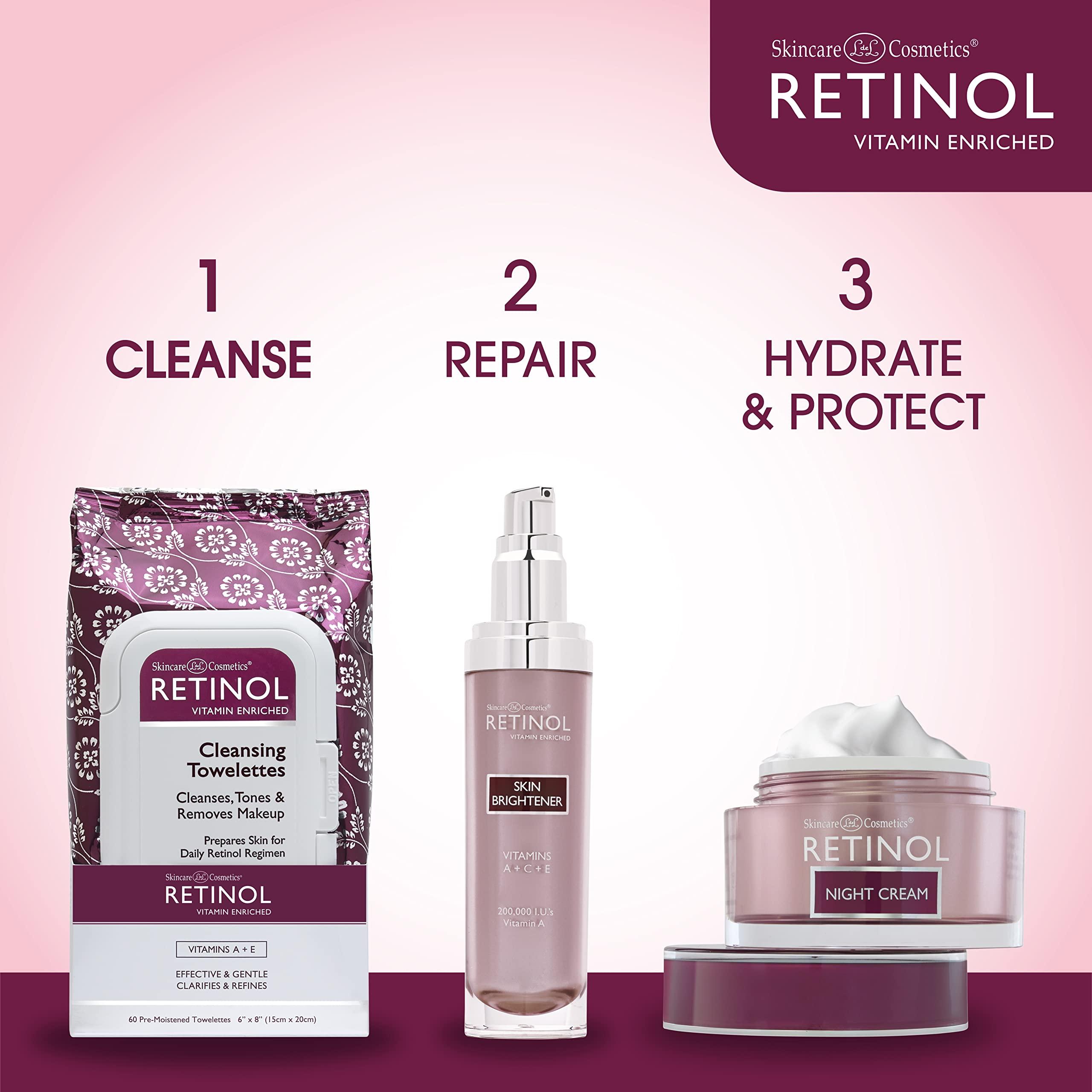 Retinol Retinol Anti-Aging Cleansing Towelettes All-in-One Cleanser, Toner & Makeup Remover in a Convenient Pre-Moistened Wipe On-The-Go Exfoliating, Toning & Hydrating Leaves Skin Clean, Fresh & Refined