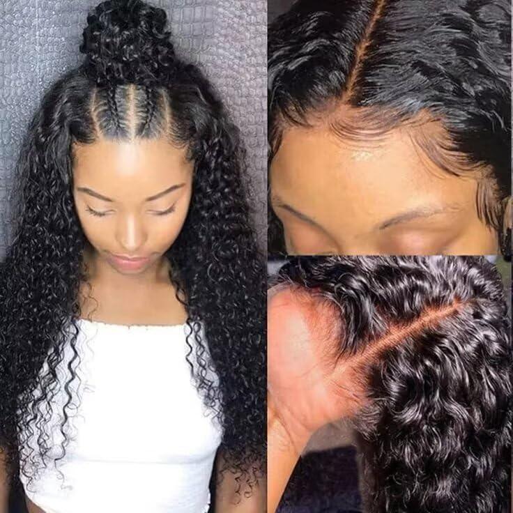 Zealady Zealady 13x4 Lace Front Kinky Curly Wig 180 Density HD Lace Wig Human Hair Pre Plucked Curly Glueless Wig 12A Virgin Curly Lace Human Hair Wig For Women Full Natural Hairline With Baby Hair 20Inch