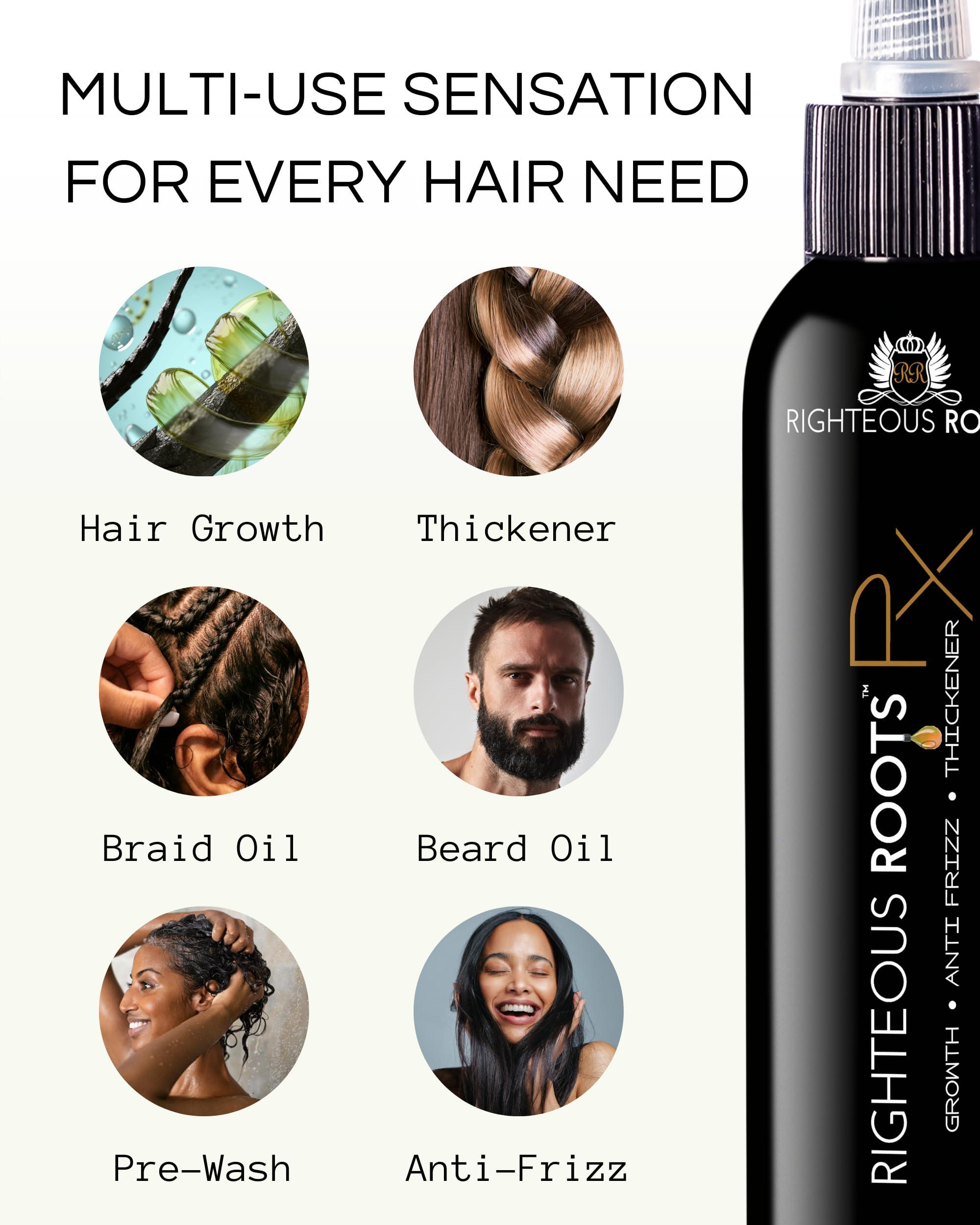 Righteous Roots Righteous Roots Rx Hair Oil for Hair Growth, Anti Frizz and Thickener Best for Curly, Wavy Natural Hair and Beards. 4fl oz (Previously known as Hair RX)