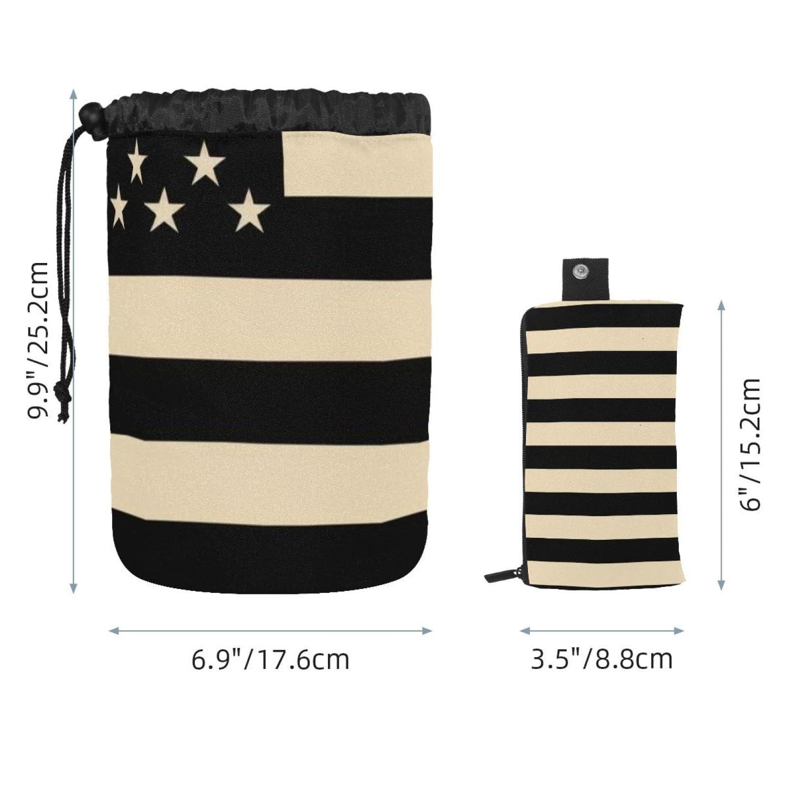 LSHDNG Drawstring Travel Cosmetic Bags Barrel Makeup Bag, Black American Football Stripe Large Toiletry Organizer Waterproof for Women