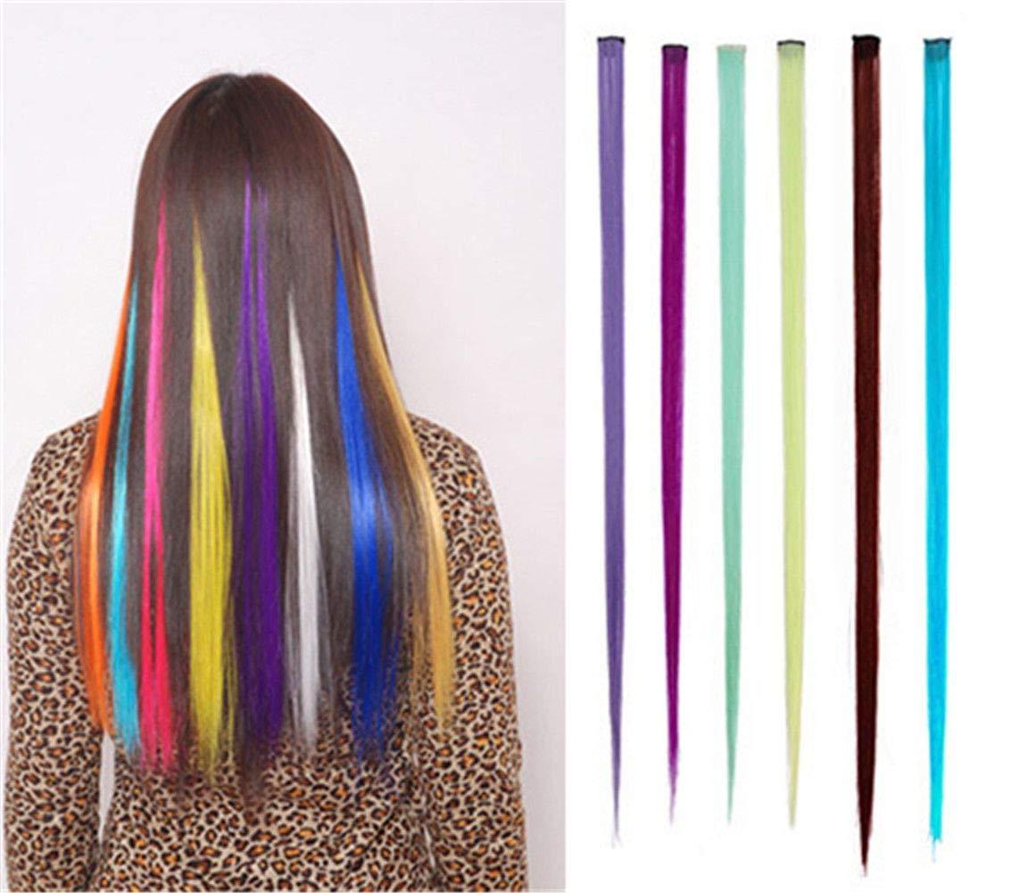 Aimeely Aimeely 6PCS Colorful 22" Long Straight Party Cosplay Hair Extensions Clip In Hairpieces for Women 3#