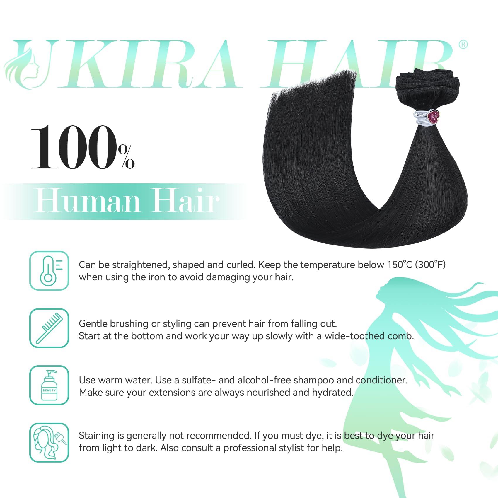 Ukira Ukira Black Hair Extensions Real Human Hair, 22 Inch 70g 7pcs Natural Black human hair clip in extensions, Soft Straight Remy Human Hair Extensons Clip in Hair Extensions Black Women