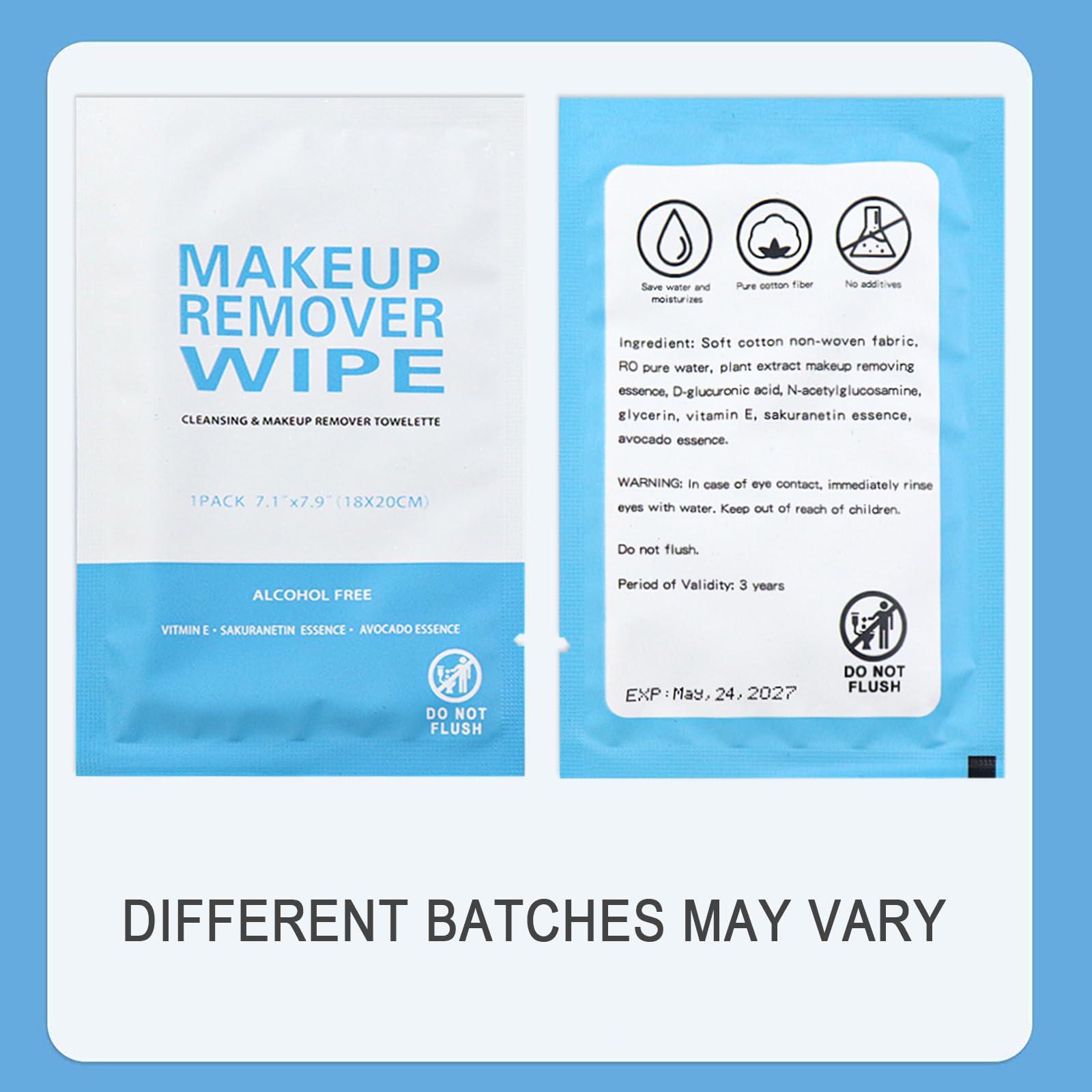 Gisdo 100 Pack Individual Makeup Remover Wipes, Makeup Remover Wipes Individually Wrapped Makeup Wipes Bulk Face Cleansing Wipes, Travel Makeup Remover Cloth for Travel Hotel Skin Care Face Cleansing