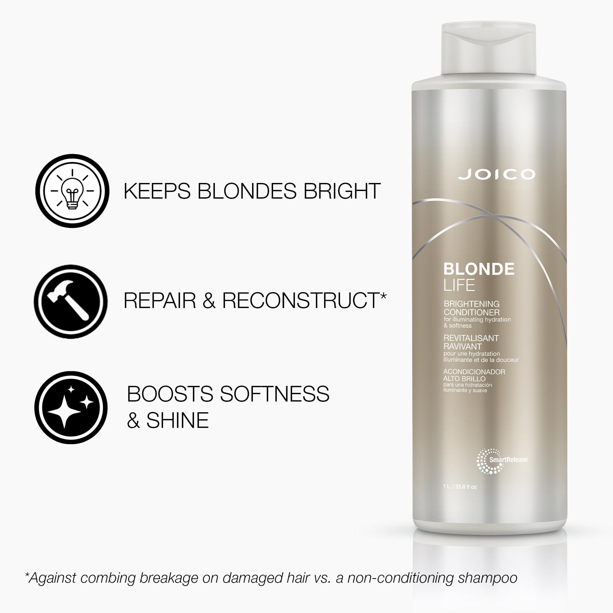 Joico Joico Blonde Life Brightening Conditioner | For Blonde Hair | Illuminate Hydration & Softness | Add Softness & Smoothness | Sulfate Free | With Monoi & Tamanu Oil | 33.8 Fl Oz
