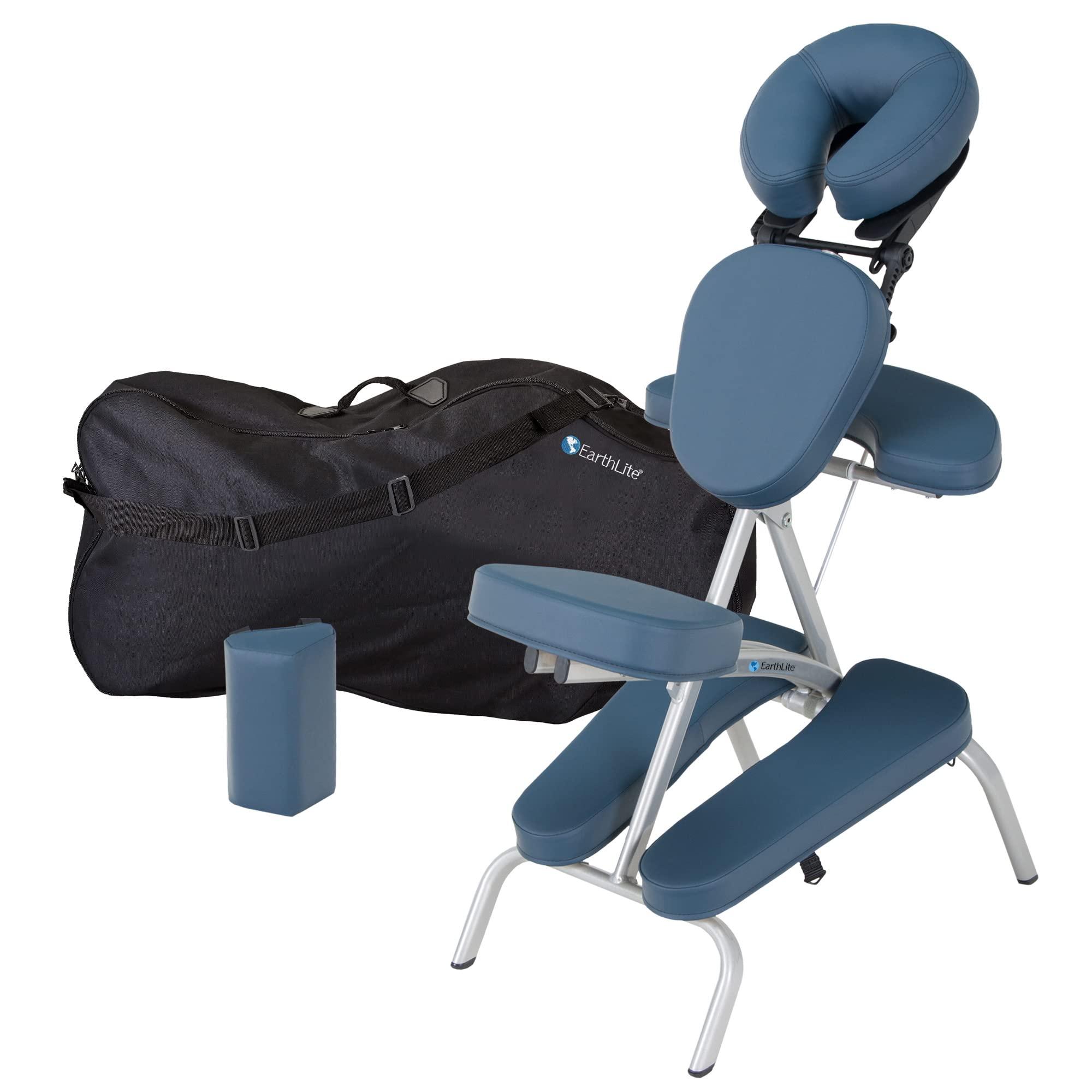 Earthlite EARTHLITE Portable Massage Chair Package VORTEX - Portable, Compact, Strong and Lightweight incl. Carry Case, Sternum Pad & Strap (15lbs), Mystic Blue