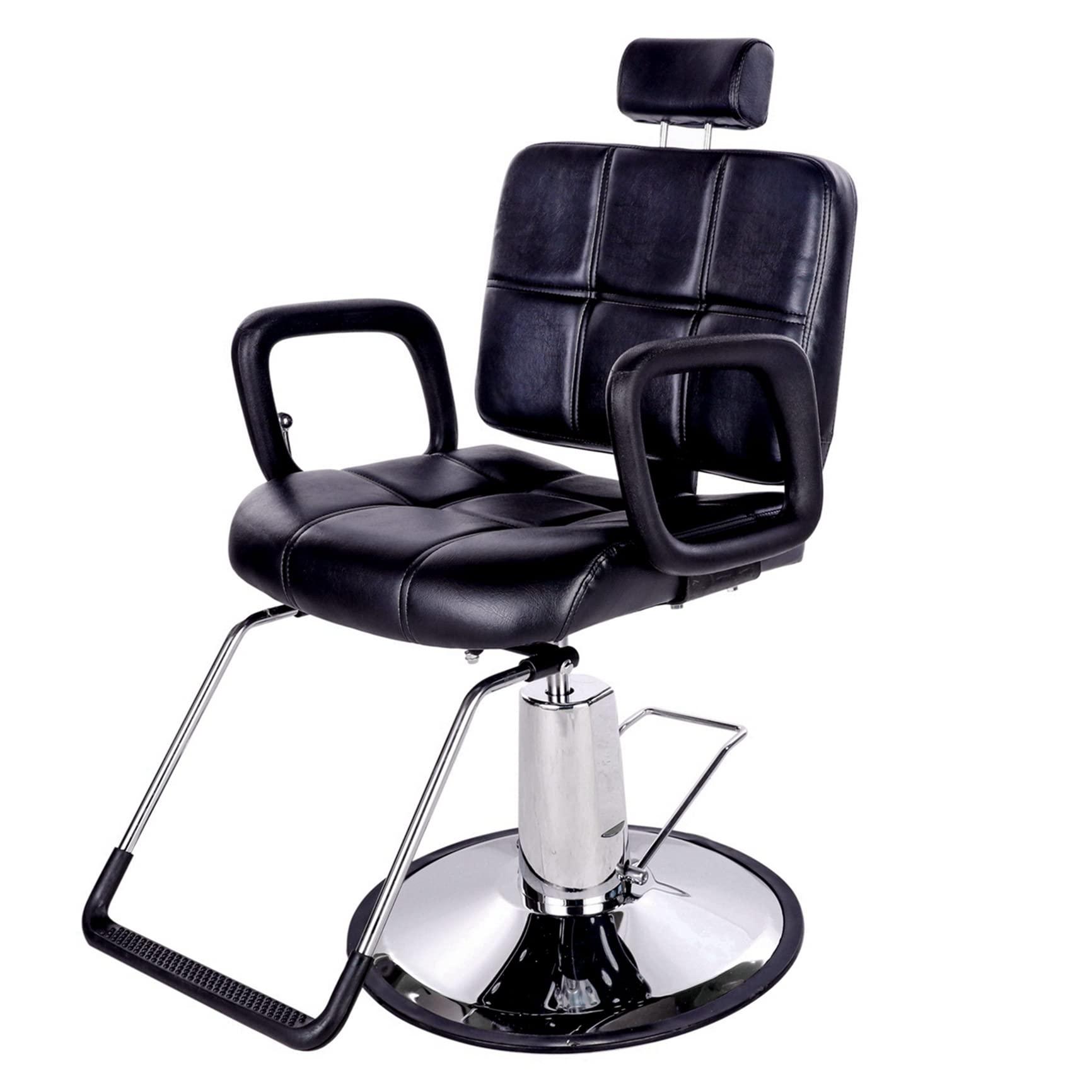 NinthAvenue Basics Beautystyle Reclining Barber Chair with Headrest Hydraulic Recline Salon Chair for Hair Stylist