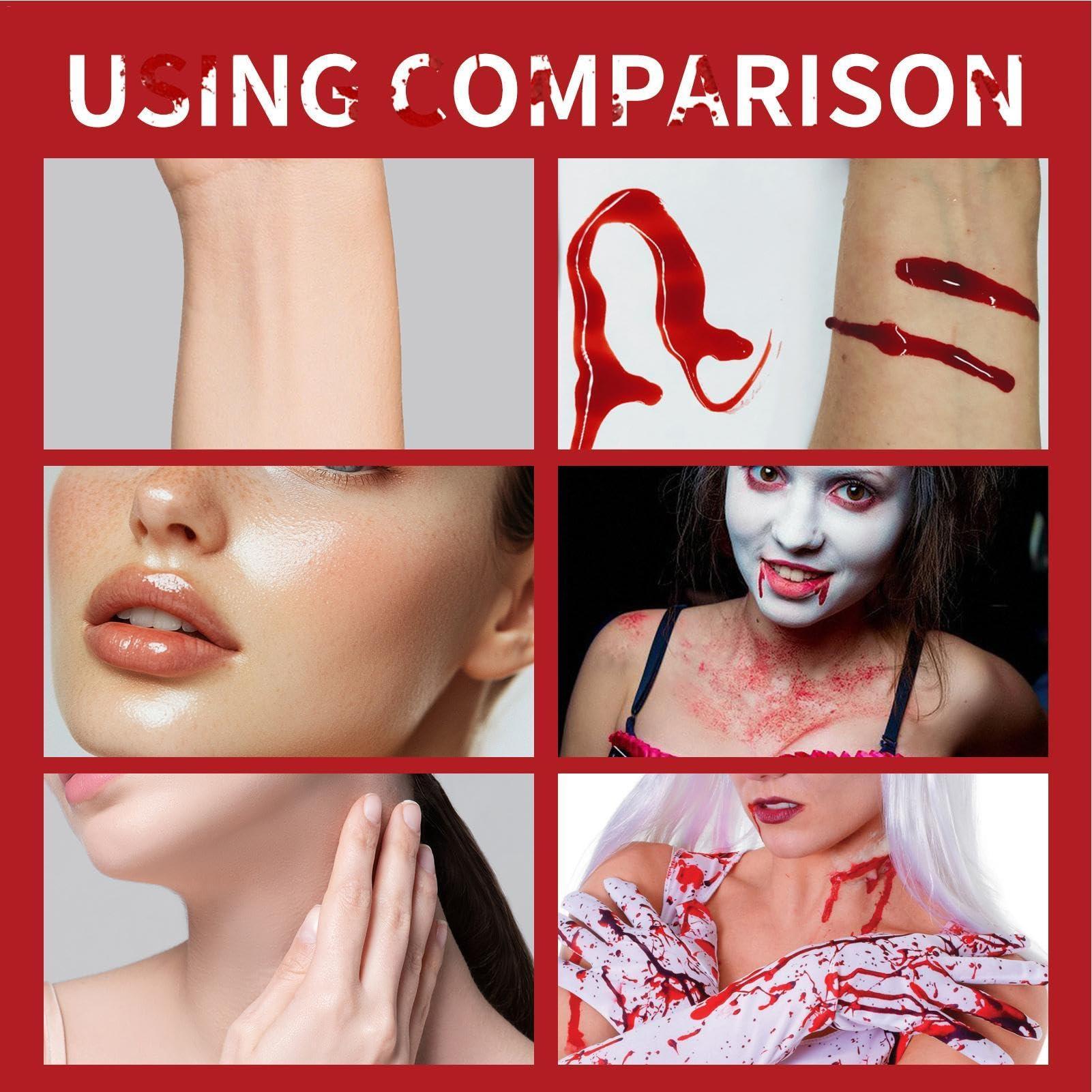 Generic Halloween Fake Blood Makeup Kit, Washable Special Effectss SFX, Fake Vampire Blood, Washable Fake Dripping Blood And Spray, For Photography, Dramas, Makeup Teaching, Halloween