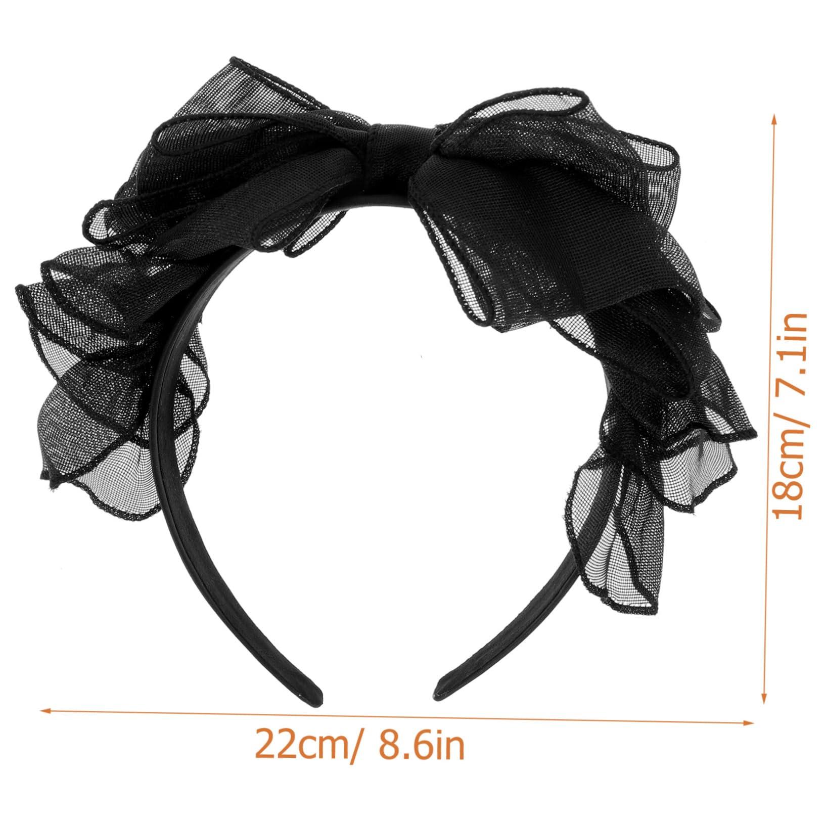 SHERCHPRY SHERCHPRY Black Headband With Bow, Bow Knot Headbands Bow Hair Hoop Cosplay Party