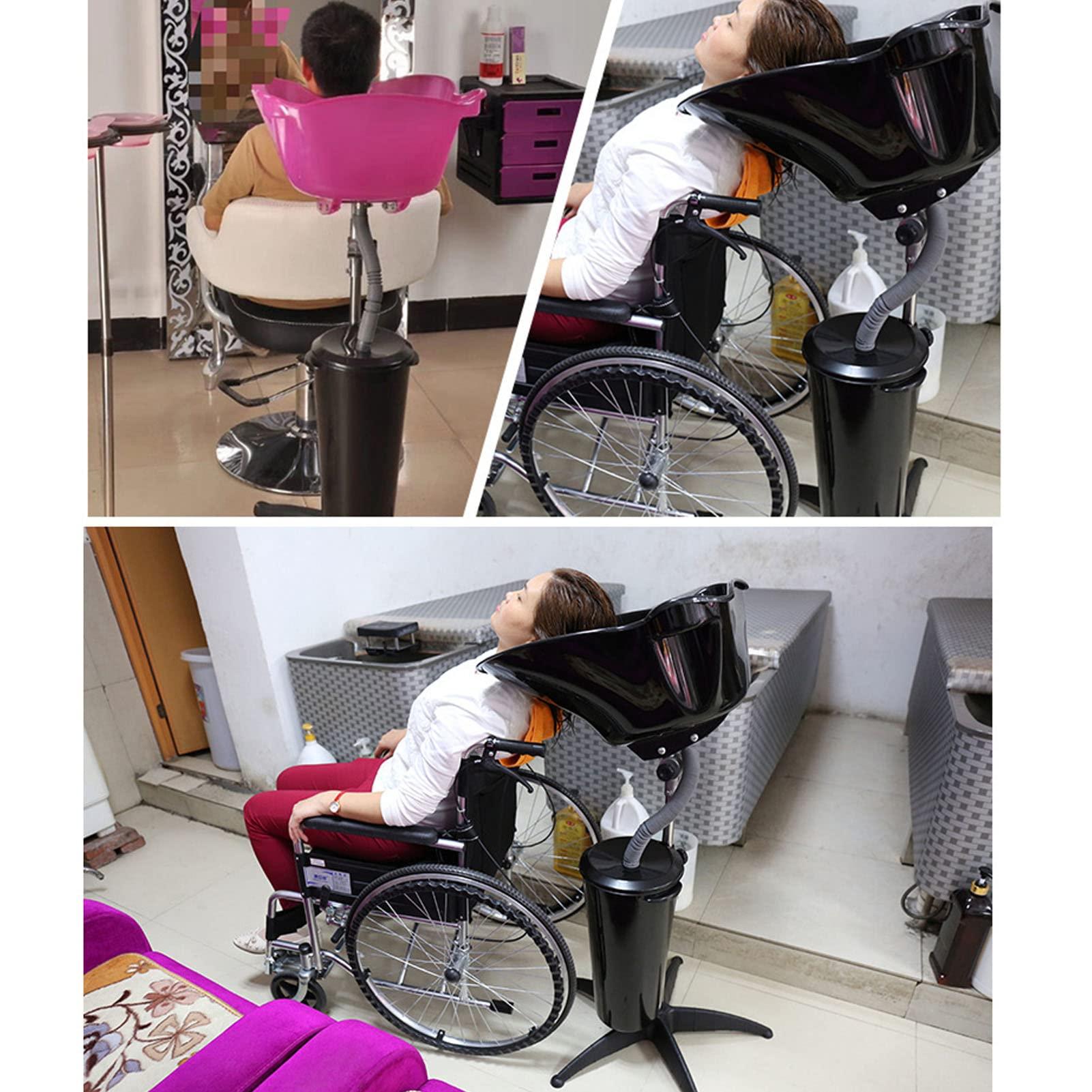 ZJDYDY Portable Mobile Shampoo Bowl, Hair Height Adjustable Shampoo Rinse Basin, Family Barber Beauty Shop Elderly/Pregnant Women Hair Washing Sink,Standing Shampoo Basin Sink with Drain Pipe and Bucket