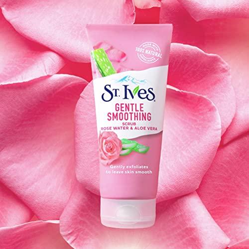 St. Ives St. Ives Gentle Smoothing Face Scrub Our Gentlest Scrub Yet Rose Water and Aloe Vera Made with 100 percent Natural Exfoliants, Paraben Free, Oil-Free, Dermatologist Tested 6 oz