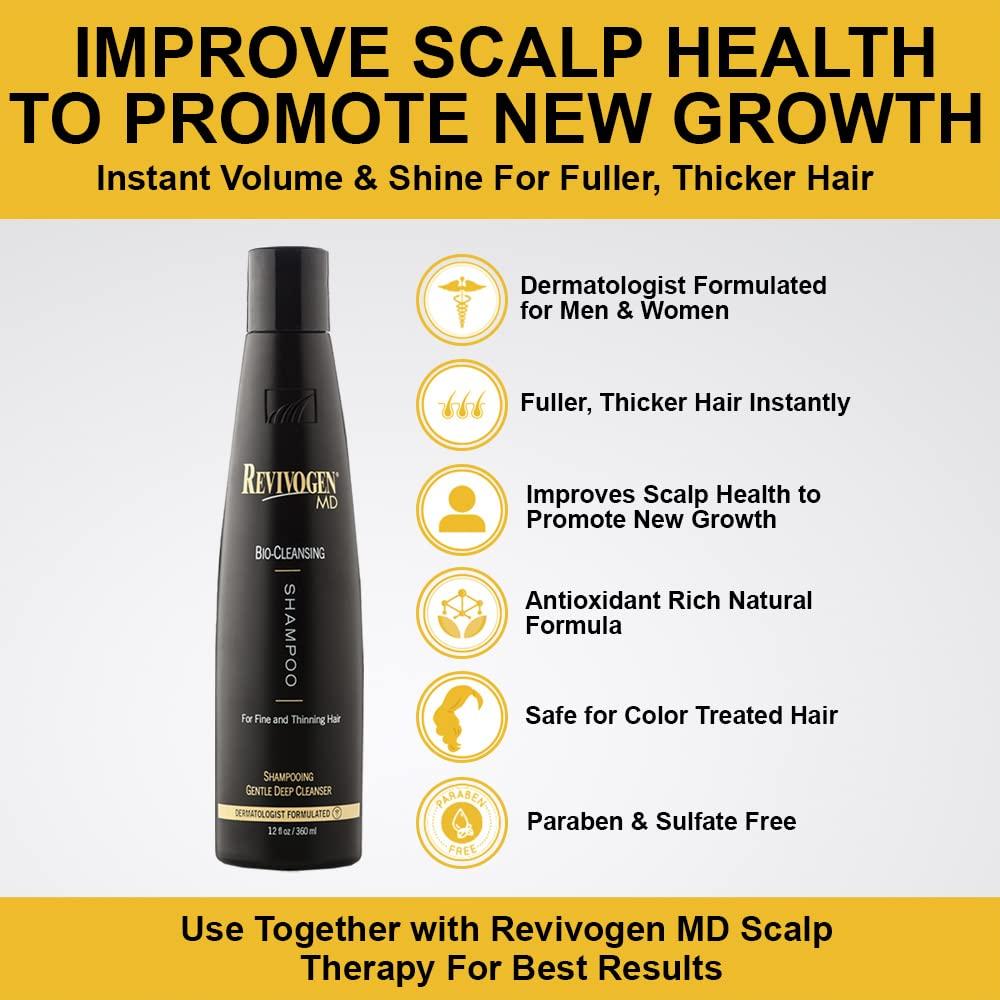 Revivogen MD Revivogen MD Bio-Cleansing Shampoo for Thinning Hair, DHT Blocker Shampoo, Hair Loss Shampoo, Shampoo Thinning Hair, Soothes Scalp, Routine Shampoo for Women/Men Hair Loss, Hair Shampoo, 12oz