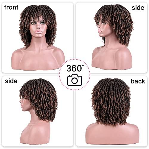 SUN LOCS SUN LOCS 6 Inch Short Dreadlocks Wigs for Black Women and Man with Clips In Synthetic Faux Locs Braided Wigs Afro Twists Dreadlocks Full Hair Replacement Wigs (1B/30#)