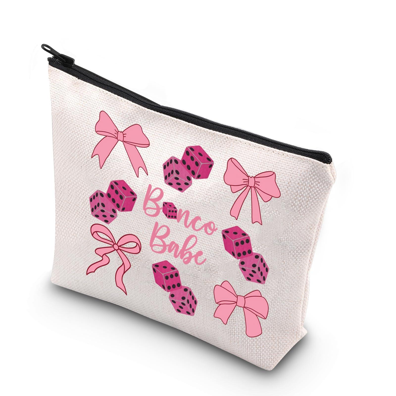 WCGXKO WCGXKO Bunco Gift Game Night Cosmetic Bag Bunco Gambling Lover Zipper Pouch Makeup Bag (Bunco bow)