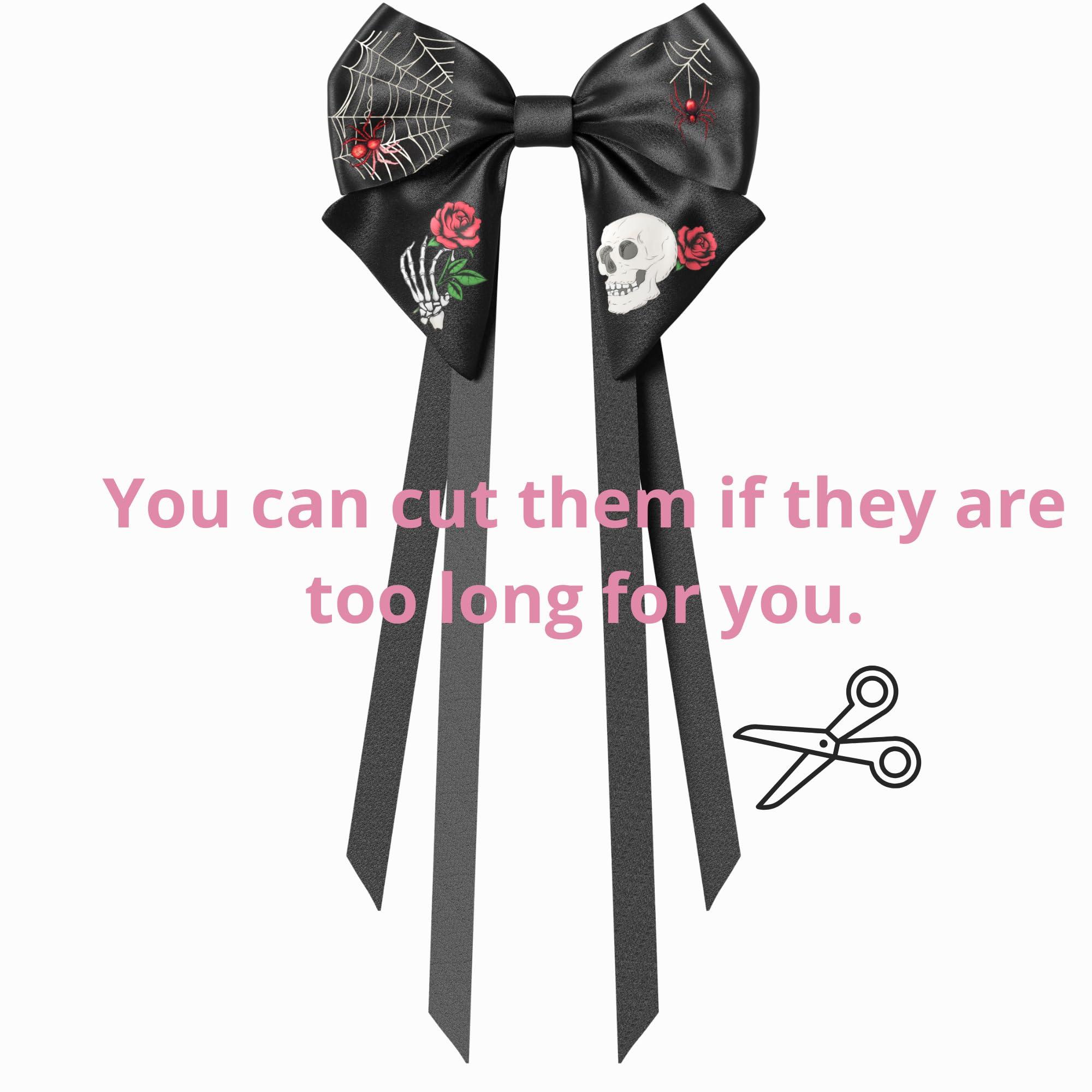 VIADALINNO Black Hair Bow Clip Ribbons Gothic Emo Alt for Teens Woman Girl Halloween