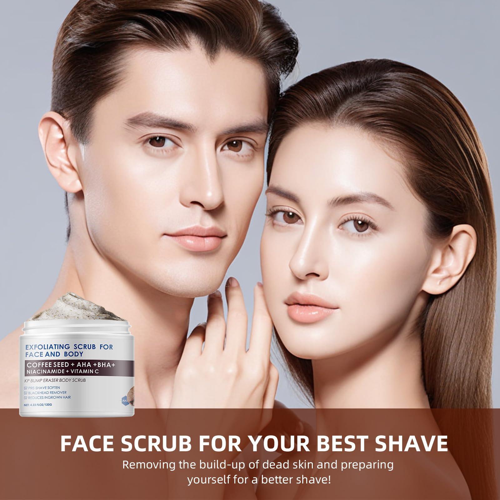 YAFUSIPE KP Bump Eraser Body Scrub with 10% AHA BHA Ingrown Hair Keratosis Pilaris Razor Bump Treatment Exfoliating Body Scrub Exfoliator Exfoliant Face Scrub for Strawberry Leg Pre-shaven Blackhead 4.23OZ