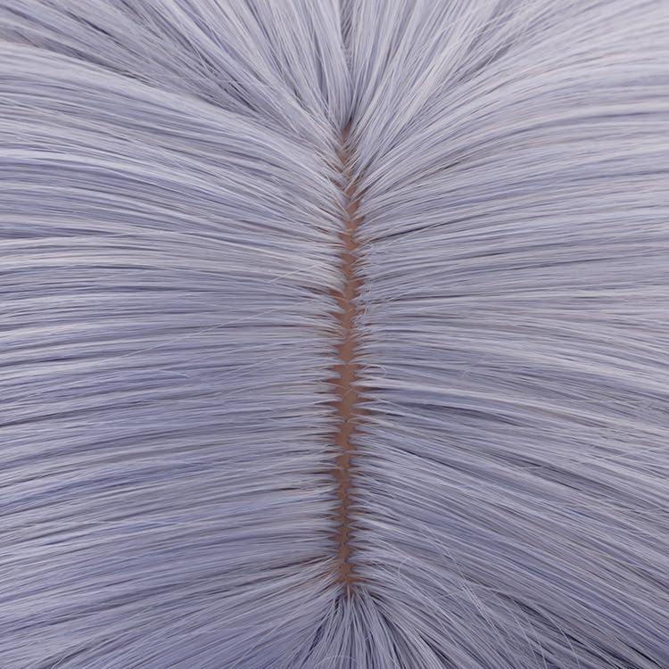 TO KU TOO YUO TO KU TOO YUO Wig for Game Light Purple Hair Wig Short Bob Wig with Bangs Straight Wig with Braid Heat Resistant Wig Role Play Halloween Wig