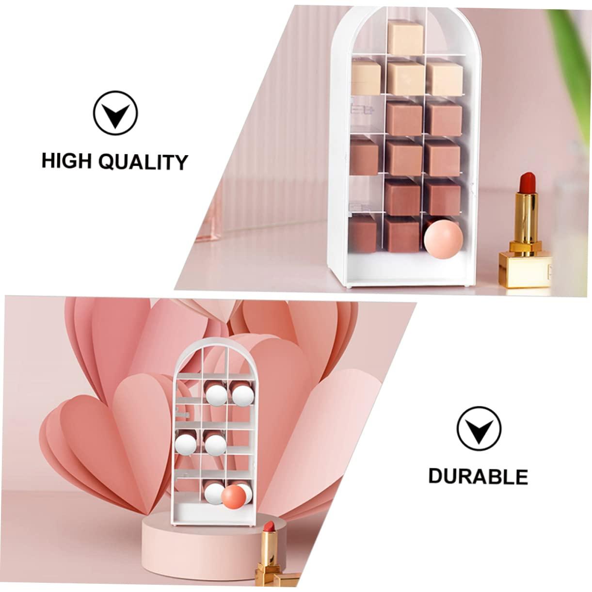 Baluue Baluue 1pc Lipstick Storage Box Lip Gloss Stand Desktop Cosmetic Makeup Display Rack Cosmetic Display Cases Clear Cosmetic Makeup Organizer Lipstick Holders and Organizers White Abs
