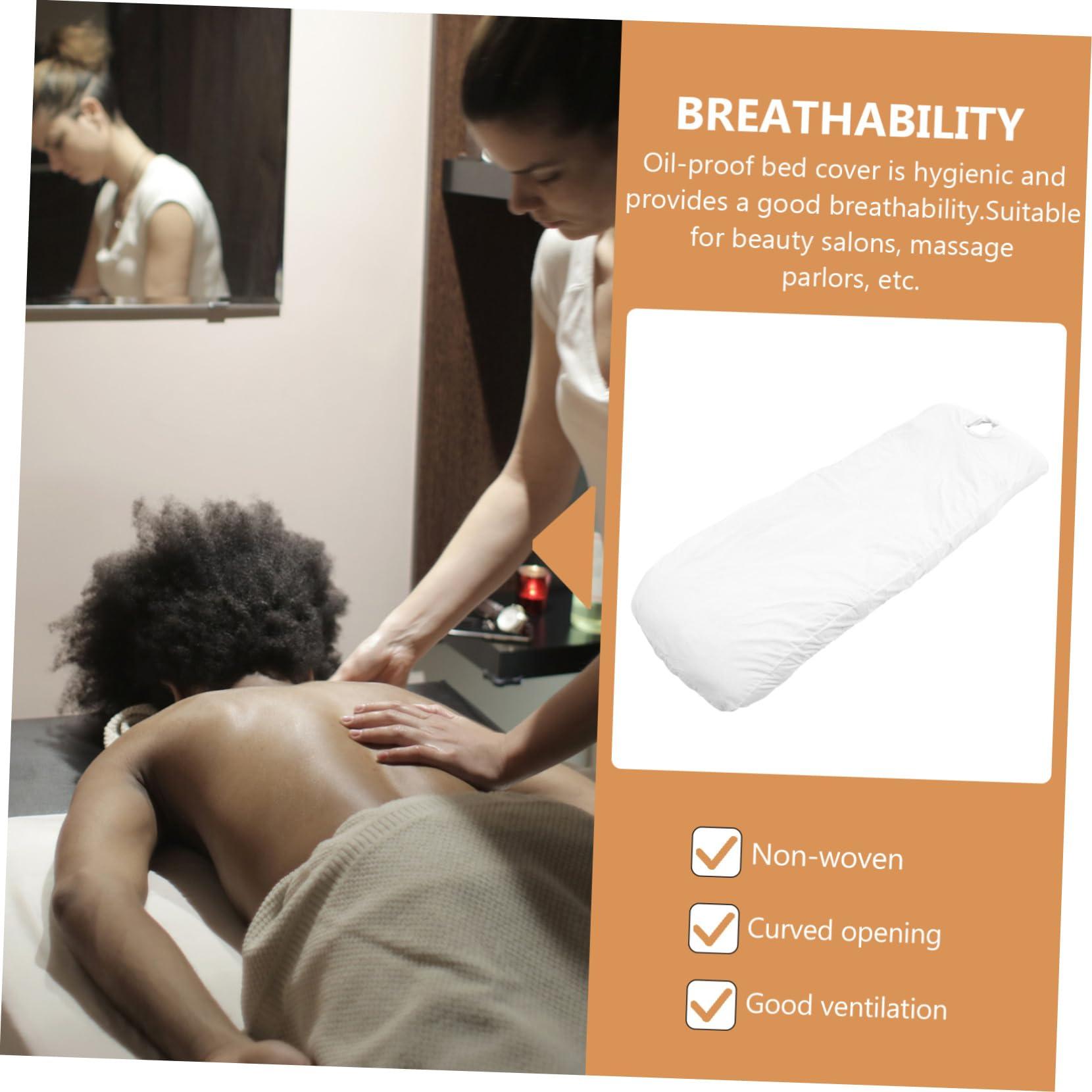 Outanaya Outanaya Massage Bed Cover Face Hole 70x190cm White Breathable Sturdy for Salon Home