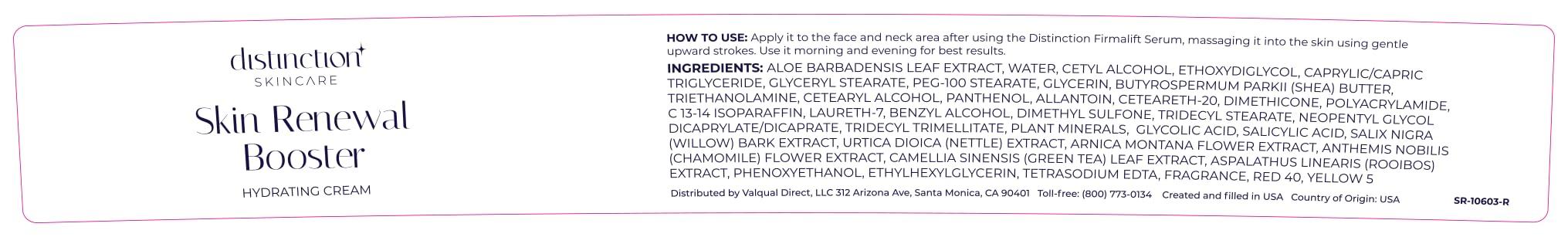 Distinction Distinction Skin Renewal Booster - Lightweight Hydrating Cream Lotion Serum | Anti Aging Cream Helps Reduce Appearance of Fine Lines & Wrinkles, Soothes, and Moisturizes (1 oz)
