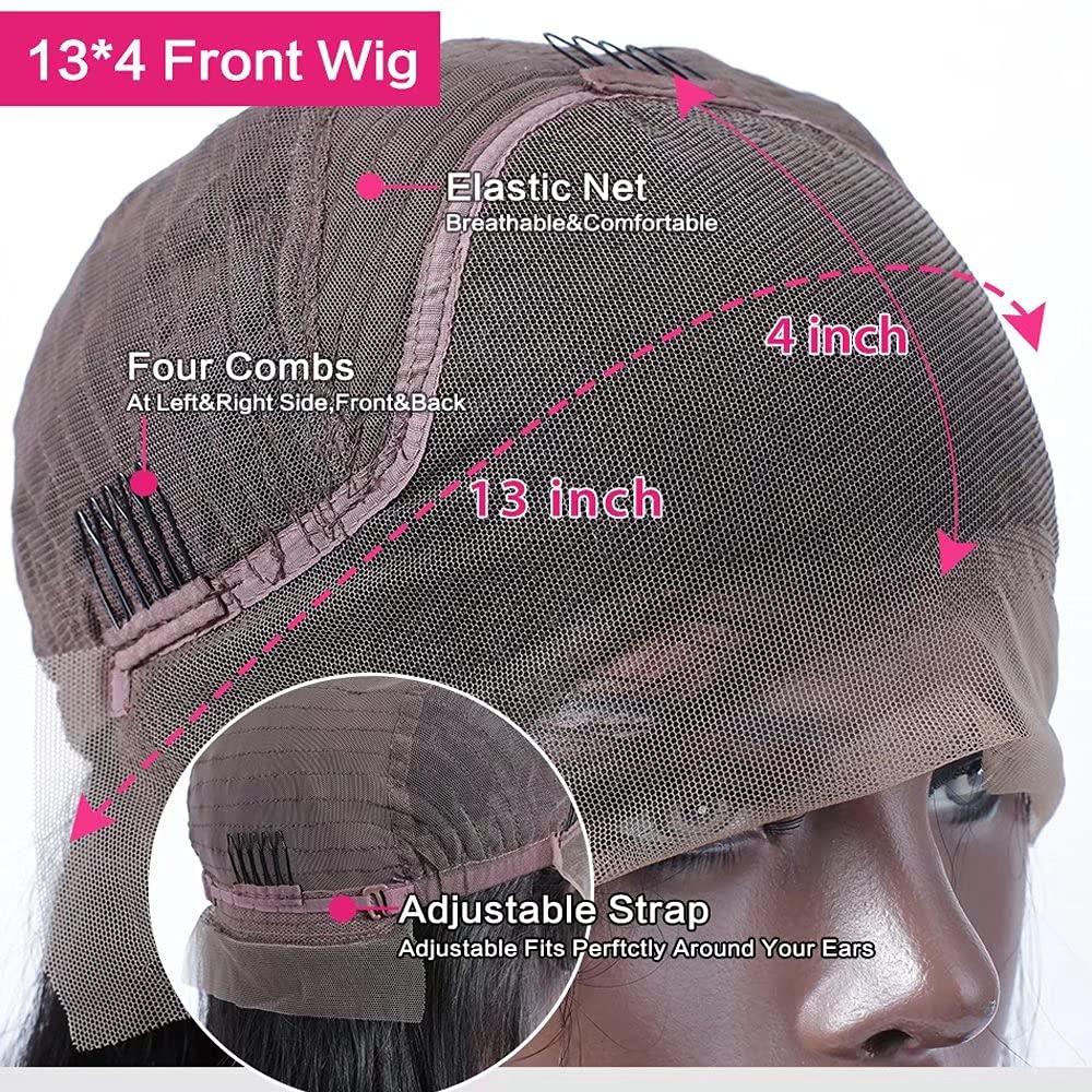 oulaer oulaer Straight Bob Wig 13x4 Lace Front Wig Human Hair Pre Plucked Bleached Knots Cut Wear Go Glueless Wigs Ntaural Hairline HD Lace Wig Yaki Straight Bob Wig 150% Density 12Inch