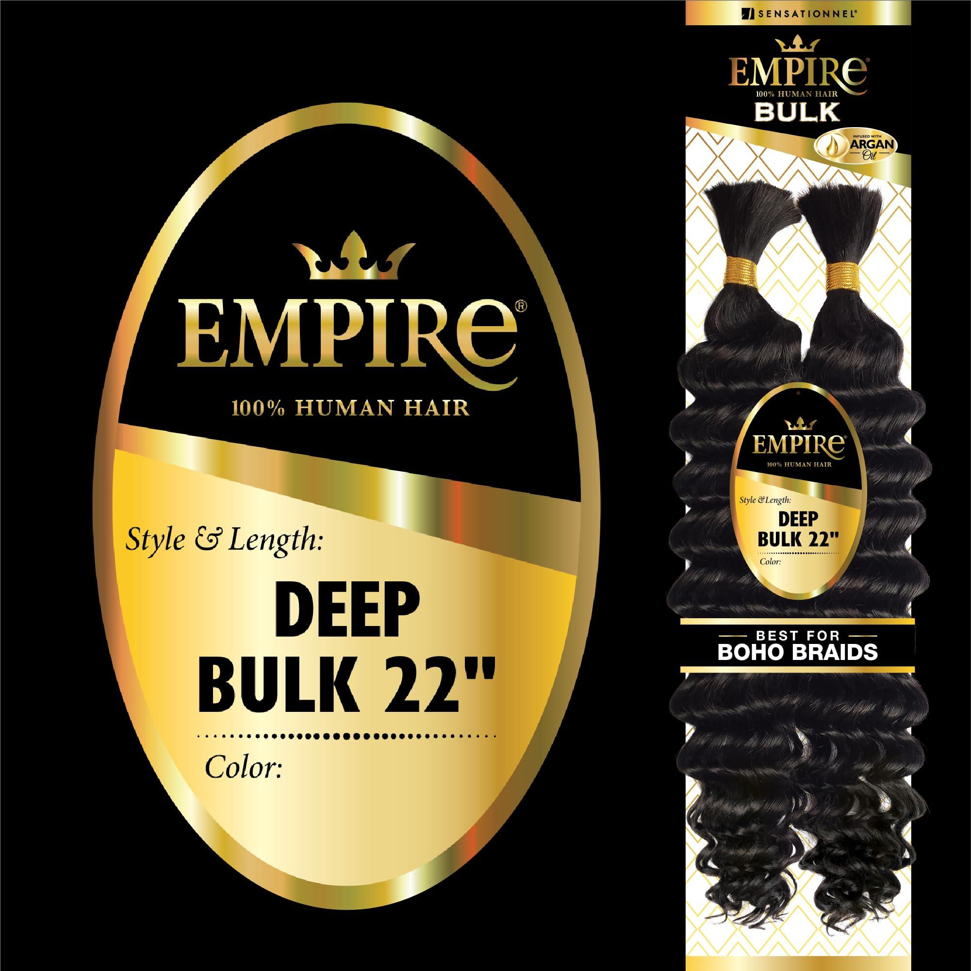 Sensationnel Sensationnel Hair Extensions Empire Bulk 22-inch Human Hair, BG Burgandy, for Knotless Boho Box Braids or Curly Loose Wave