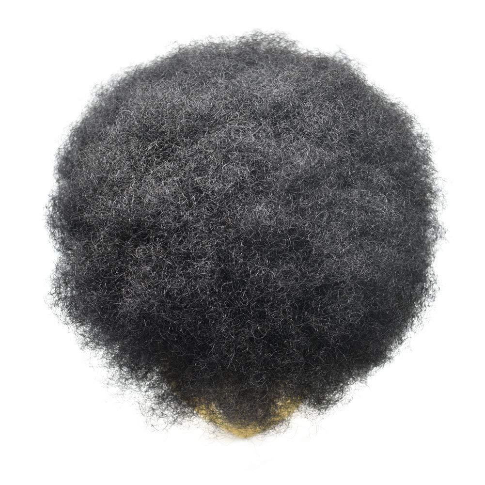 JUST HAIR French Lace Afro Hair Units for Black Men Hair Piece for African American Men Afro Wave Mens Toupee (8x10\'\'-120% Medium Light to Medium Density, 1# Jet Black-4mm afro tight curl)