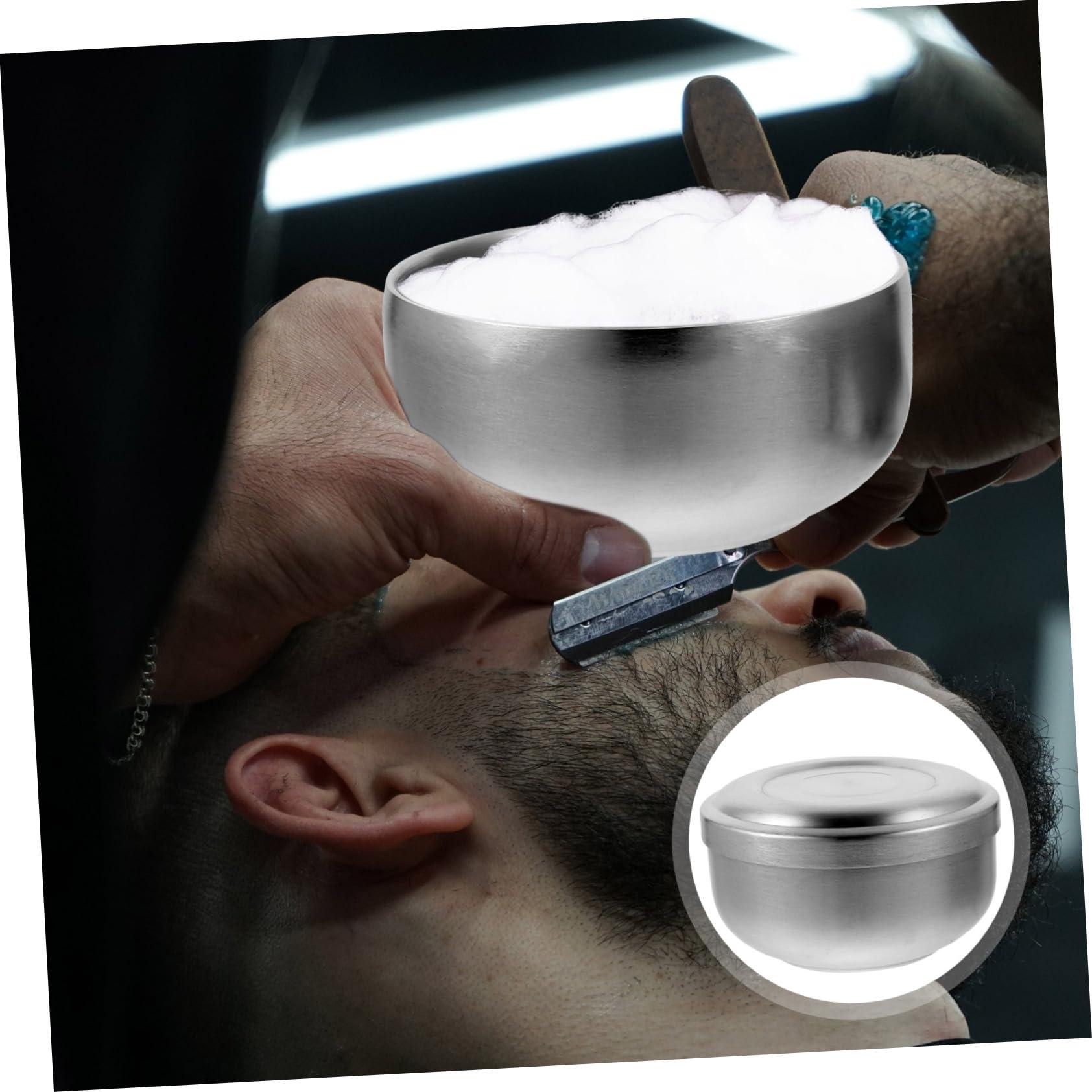 Ipetboom Ipetboom Stainless Steel Shaving Bowl with Lid Soap Men\'s Shaving Soap Dish for Home Barber Shop Salon