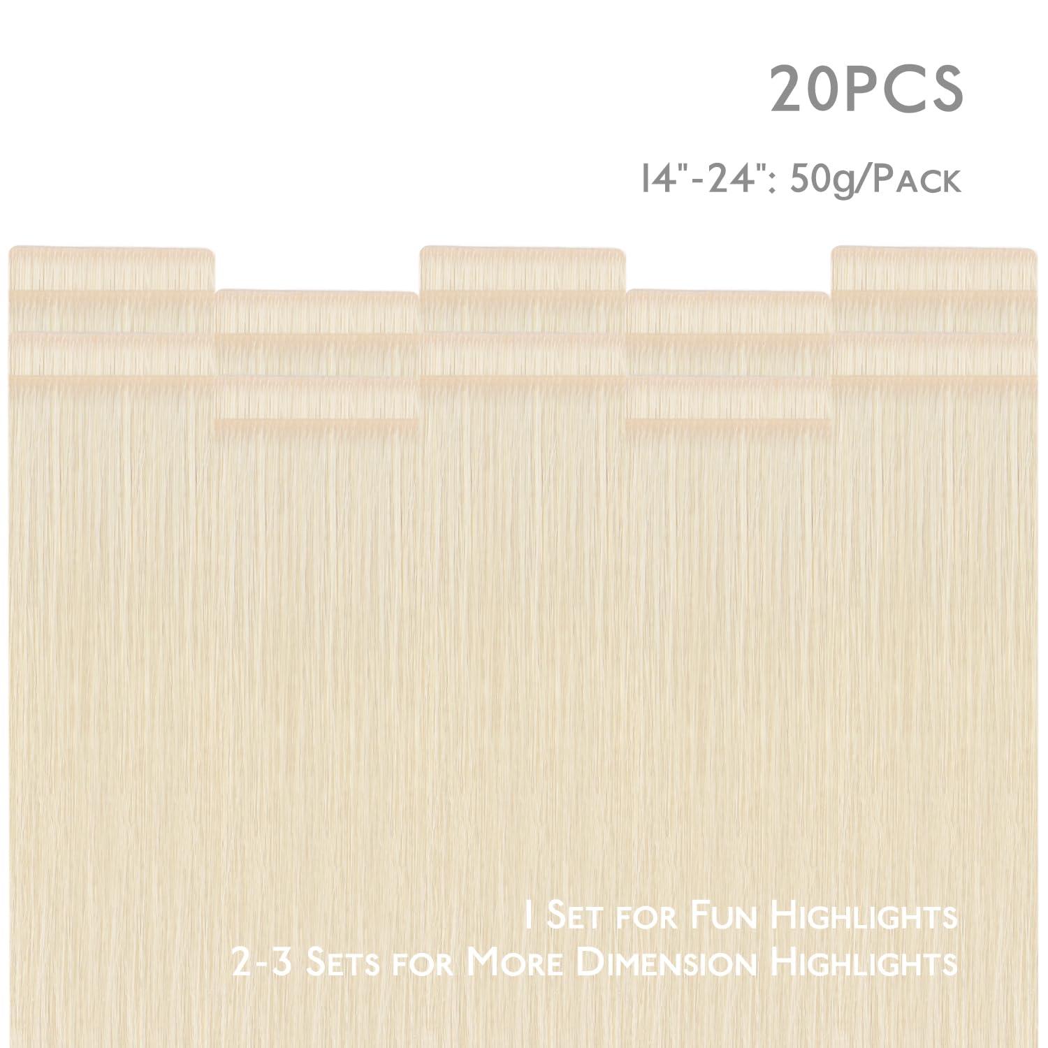 Wennalife WENNALIFE Invisi Edge Tape in Hair Extensions Human Hair, 22 Inch 50g 20pcs Platinum Blonde Invisible Luxury Remy Hair Extensions Natural Seamless Injected Tape Ins Straight Extensiones De Cabello