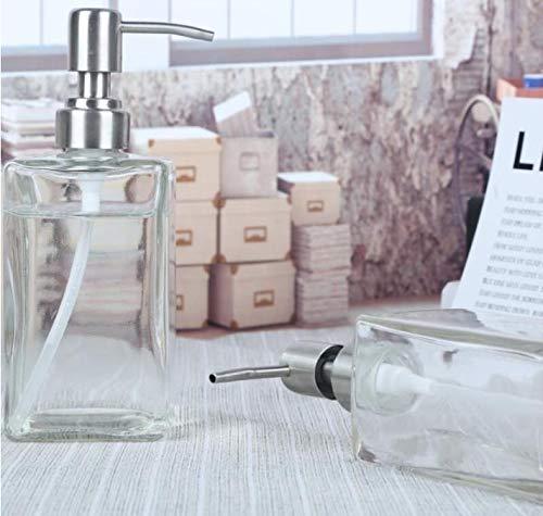 ASTRQLE 1PC Transparent Square Glass Empty Pump Dispenser Bottles Jar Pot Container For Body Wash Shower Bathroom Liquid Lotion Cosmetic Cream Makeup Foundations(250ML / 8oz)