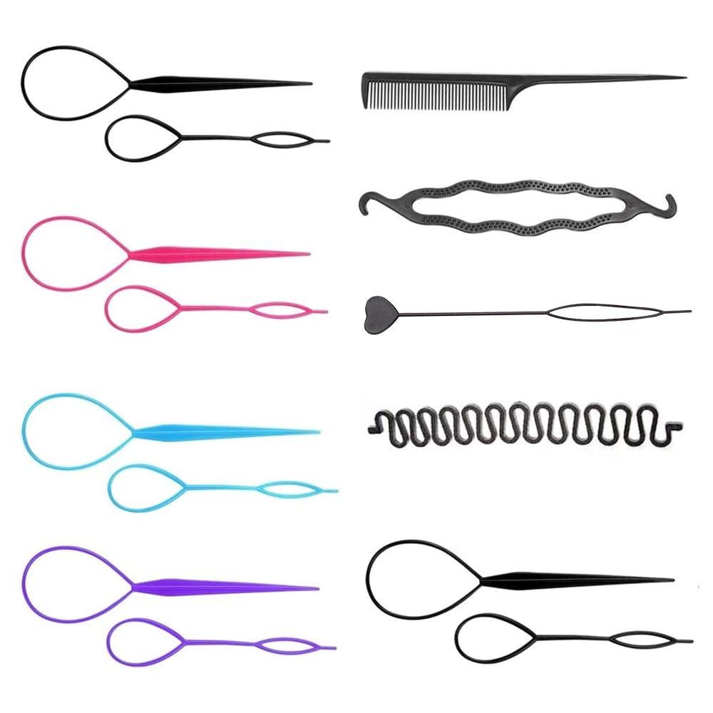 YANCAIYUNL 14 Pcs Topsy Tail Hair Tools Simple Fast Hair Braiding Tools French Hair Styling Tools for Women and Girls Fixing and Decorating Hairstyles