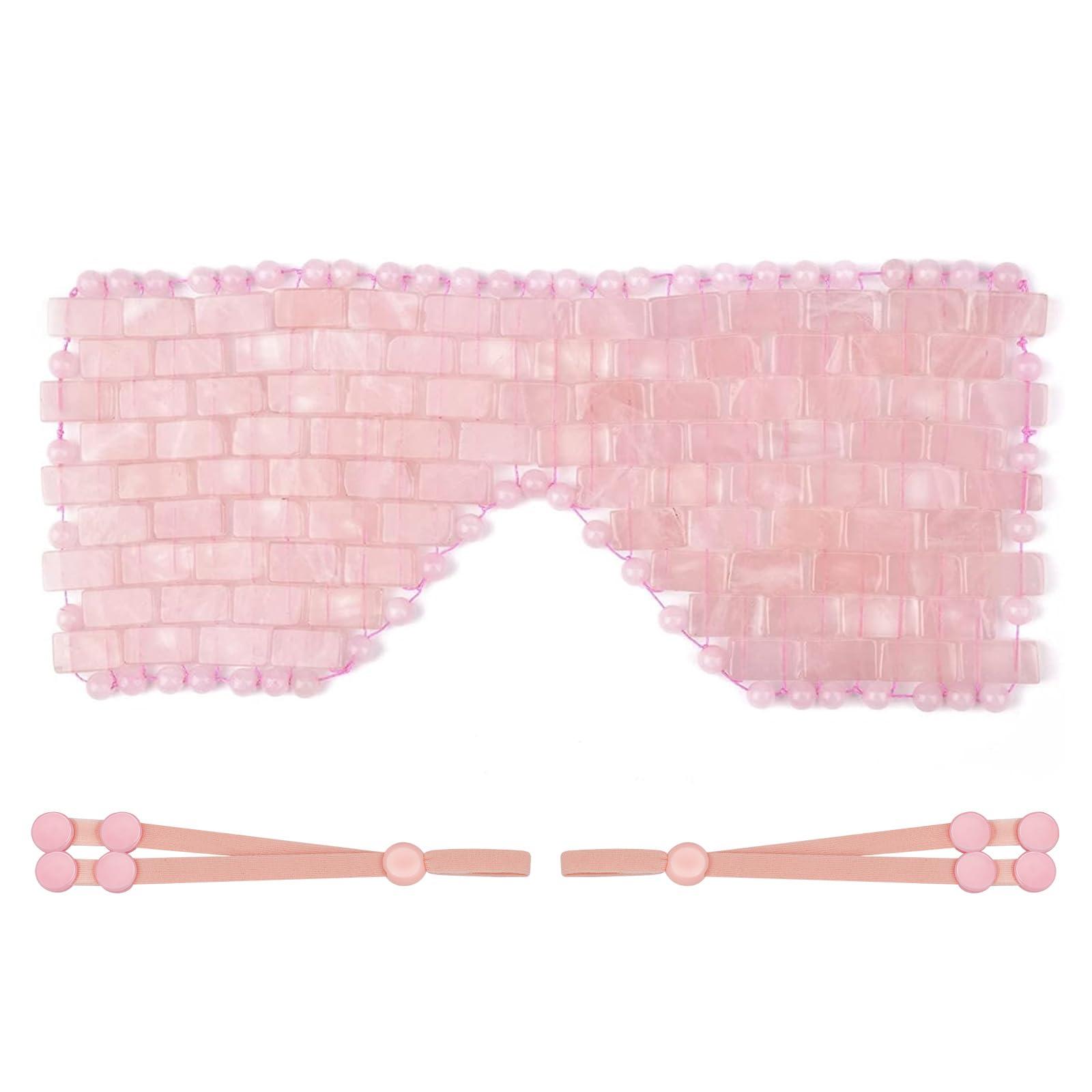 ideayard ideayard Rose Quartz Eye Mask, Cooling Jade Eye Mask 100% All Natural Crystal Eye Mask for Facial