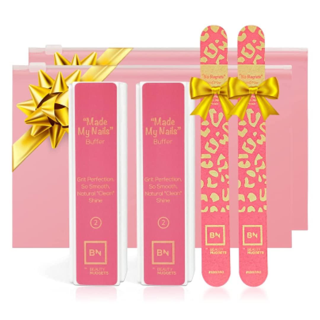 Beauty Nuggets Beauty Nuggets Made My Nails Buffer, Ultimate Shine 3 Way Nail Buffing Block with Professional Nail File 120/180 Grit-Perfect All in One Manicure Tool for Smooth, Shiny, Twinkling Nails (Pack of 2)