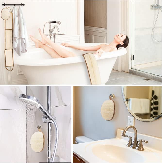 Lumos Living Lumos Living Premium Large Natural Loofah Exfoliating Shower Set, Loofah Exfoliating Back Scrubber and a Loofah Sponge Pad