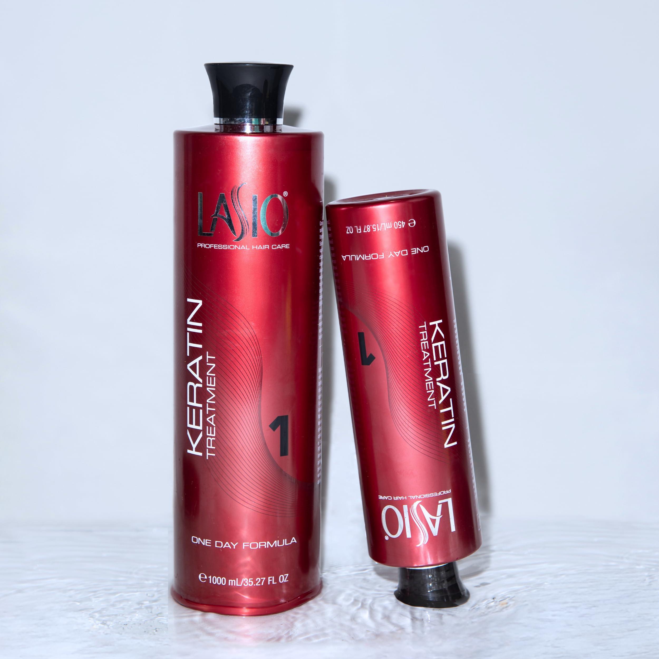 Lasio Lasio Keratin Treatment One Day Formula Infused with Amber Extract Lightweight Conditioner Frizz Free Reduce 90% Curls Quickly Fume Free Professional Salon Level Grade 35.27 Fl. Oz