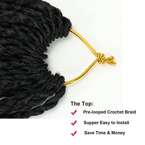 THEMIS HAIR Ombre Box Braids Crochet Hair Medium box braid Pre-Looped 22Strands Three Tones Heat Resistant Fiber Hair (24 Inch,Black-DarkBrown-Light Brown)