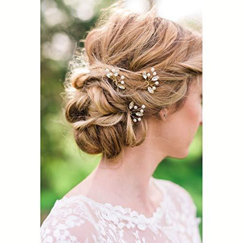 Barode Barode Bridal Hair Pins Bride Crystal Pearl Bead Hair Pins 3 Pieces (Gold)
