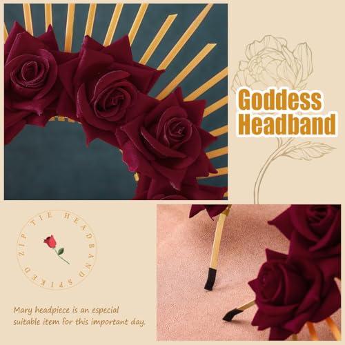 BARTOSI BARTOSI Halo Crown Mexican Flower Headband Spiked Crown Goddess Headpiece Mary Halo Crown Halloween Party Cosplay Costume Headwear for Women