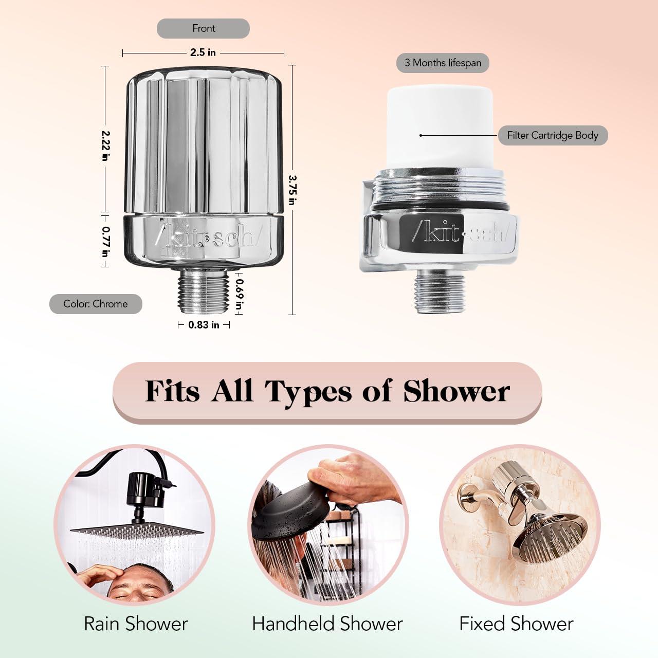 Kitsch Kitsch 2-in-1 Ultra Sensitive Combo and Shower Filter (Chrome) Bundle with Discount