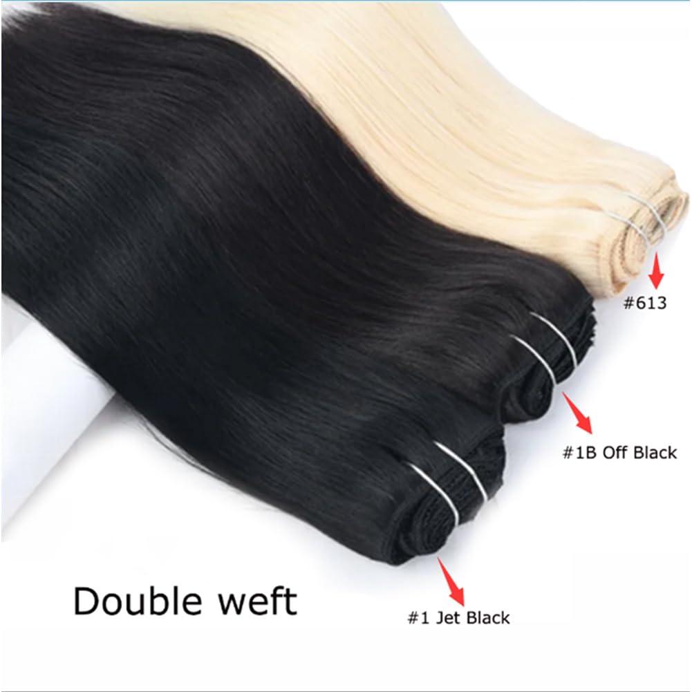 Kiss darling LASHES 28 inch Straight Clip in Hair Extensions Human Hair, Natural Black Thick Brazilian Virgin Straight Human Hair Clip ins Remy Hair for Women with Relaxd Hair 120G 7Pieces