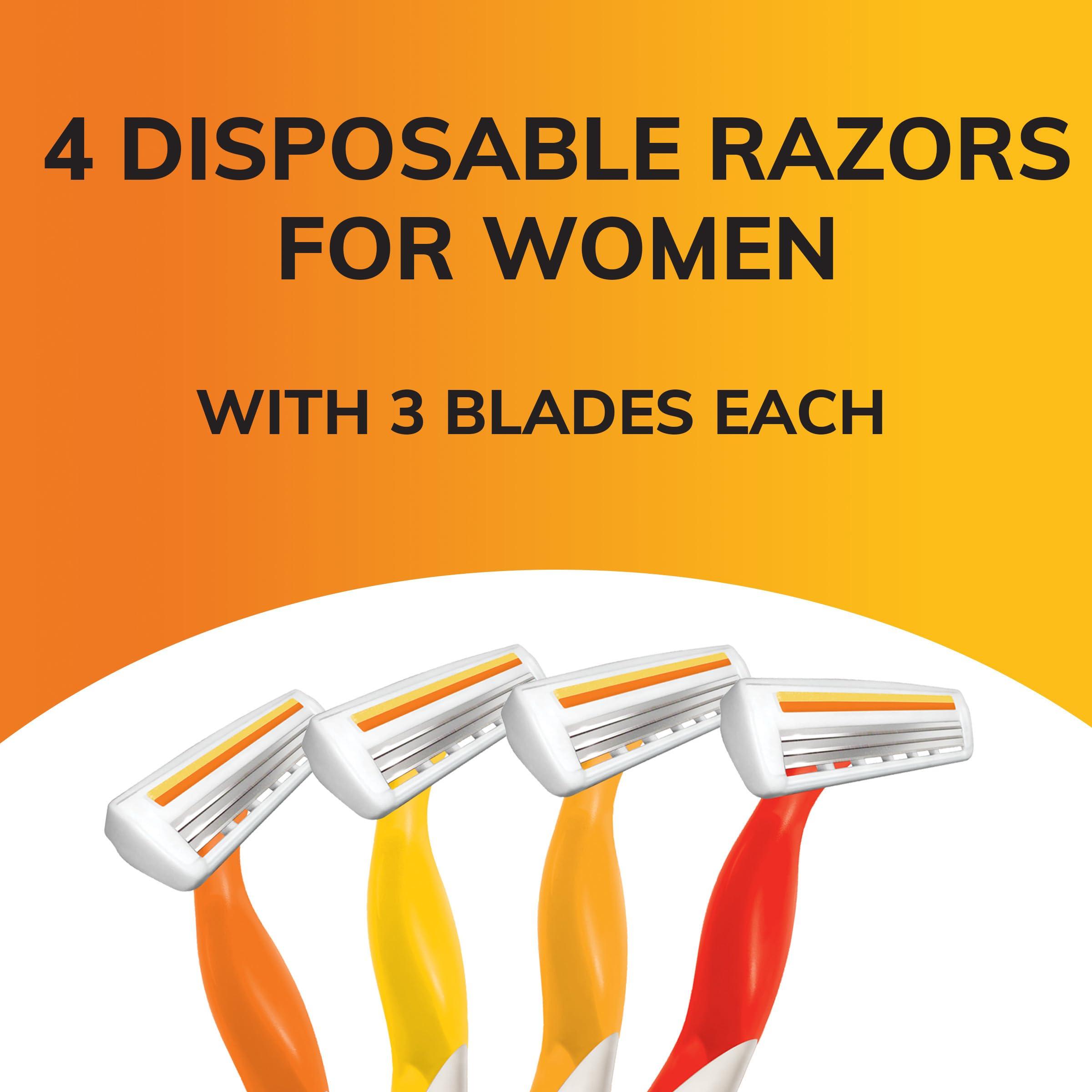 BIC BIC Soleil Smooth Women\'s Disposable Razors, 3 Blades With Moisture Strip For a Silky Smooth Shave, 4-Count
