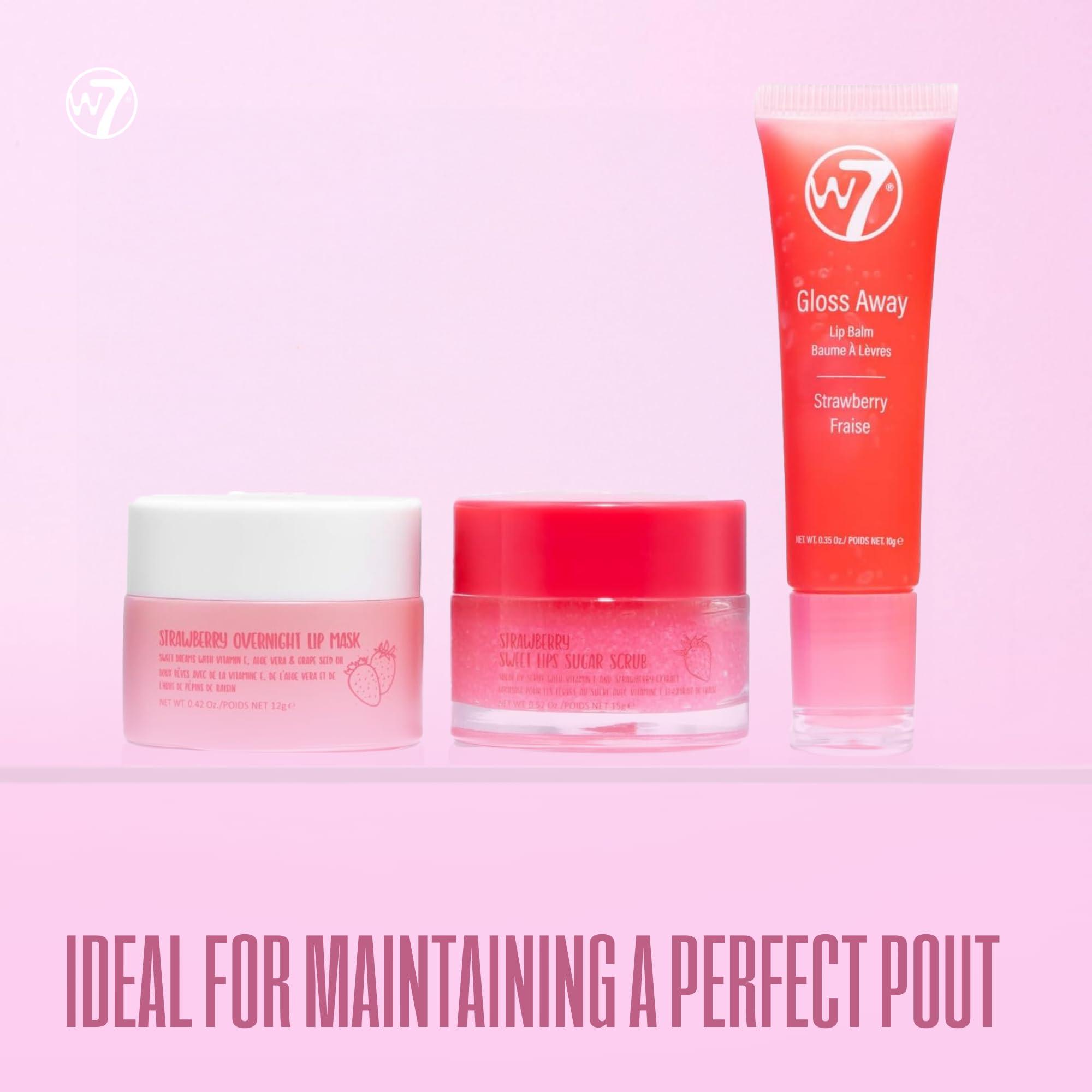 W7 W7 Sweet Dreams Lip Care Trio - 3 Piece Set - Overnight Lip Mask, Lip Balm & Lip Scrub - Strawberry
