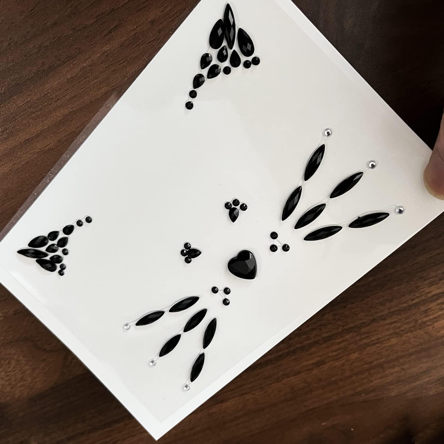 LEOARS Crystal Cat Face Jewels, Pink Cat Print Gems, 2-Sheet Black Cat Eye Gems Sticker and 2-Sheet Fake Cat Lash Gems Tattoo Stick on Face for Women Kids Cat Halloween Makeup