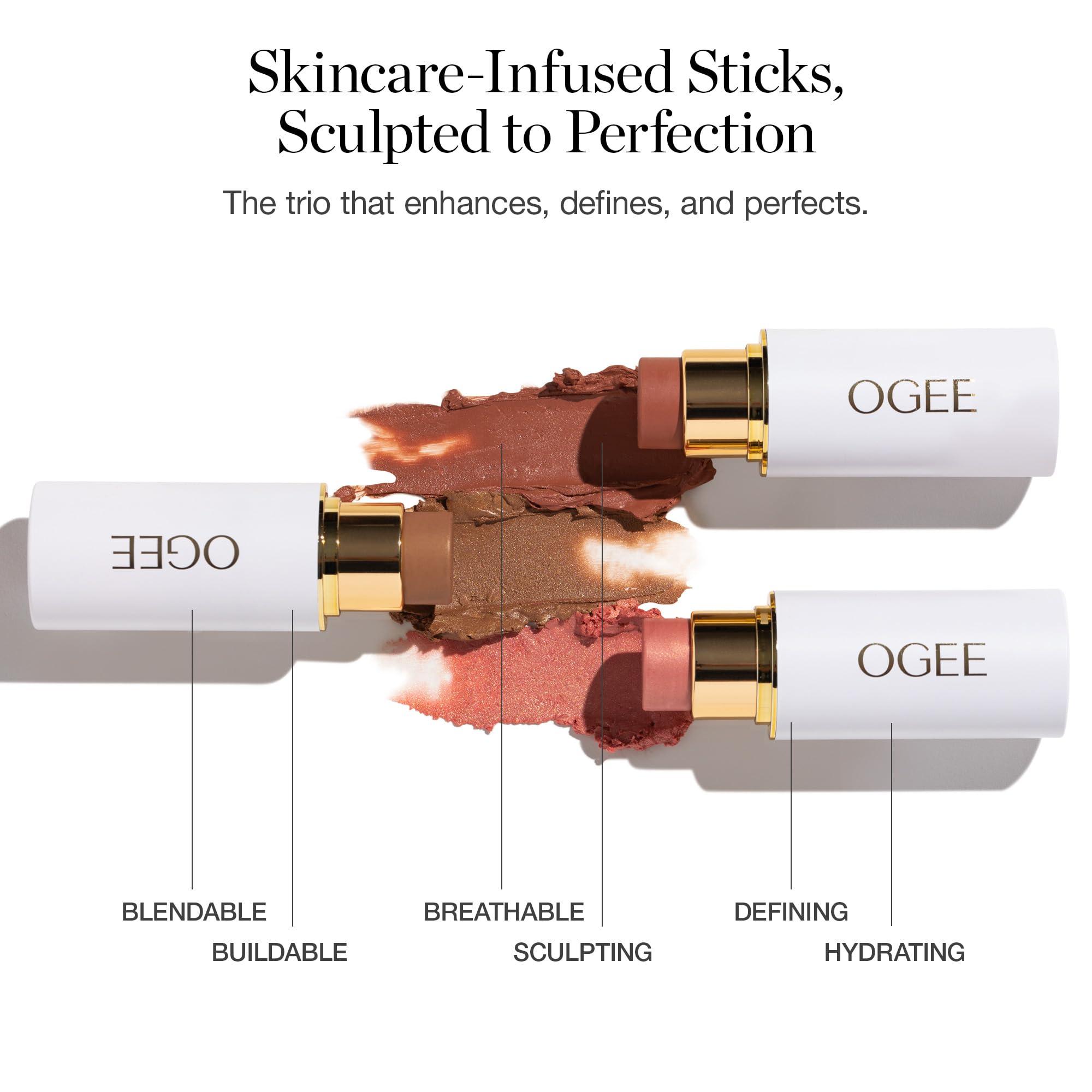 Ogee Ogee Face Stick Trio - Golden Contour Stick Makeup Collection - Certified Organic Bronzer, Blush Stick, and Highlighter Stick for a Flawless Look